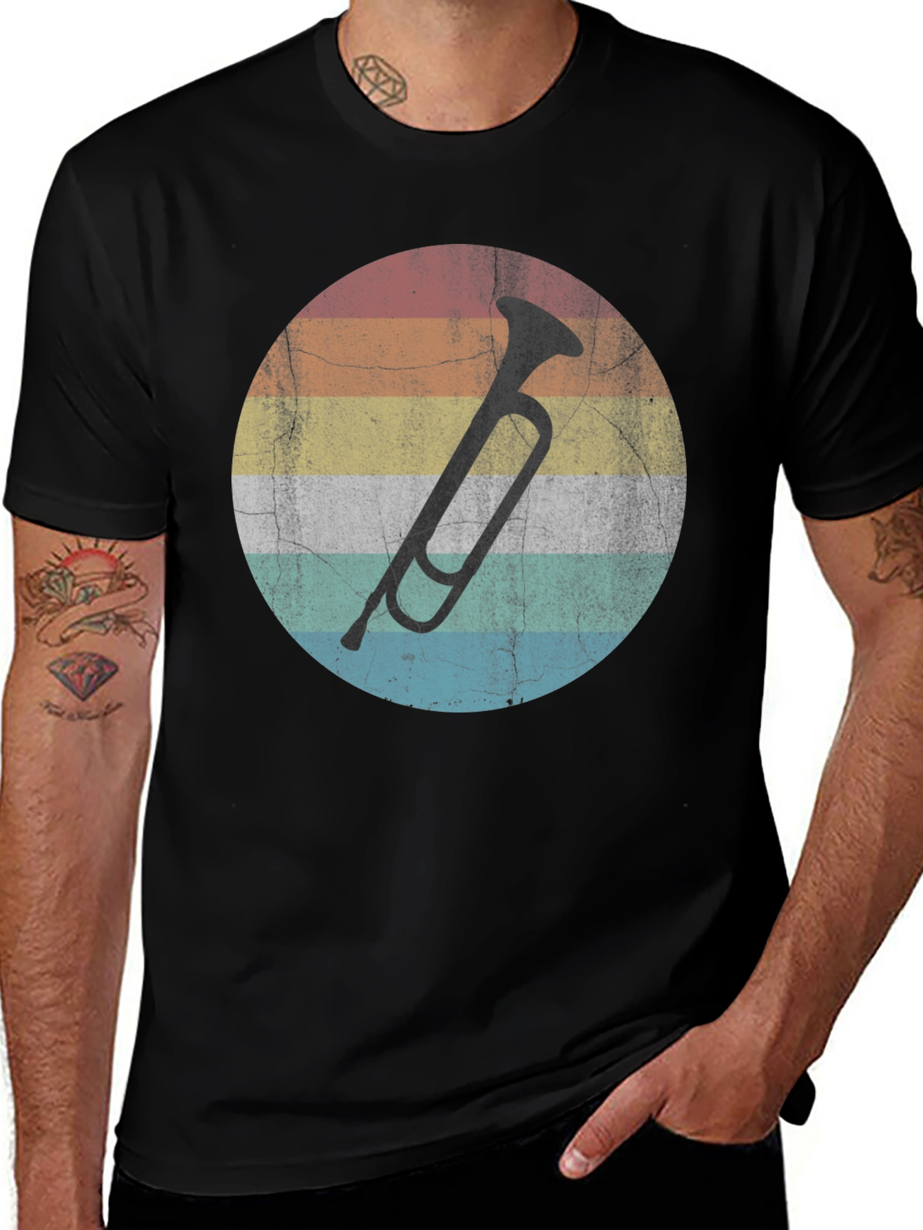 Variant 18 of Vintage Trumpet Circle Graphic Tee