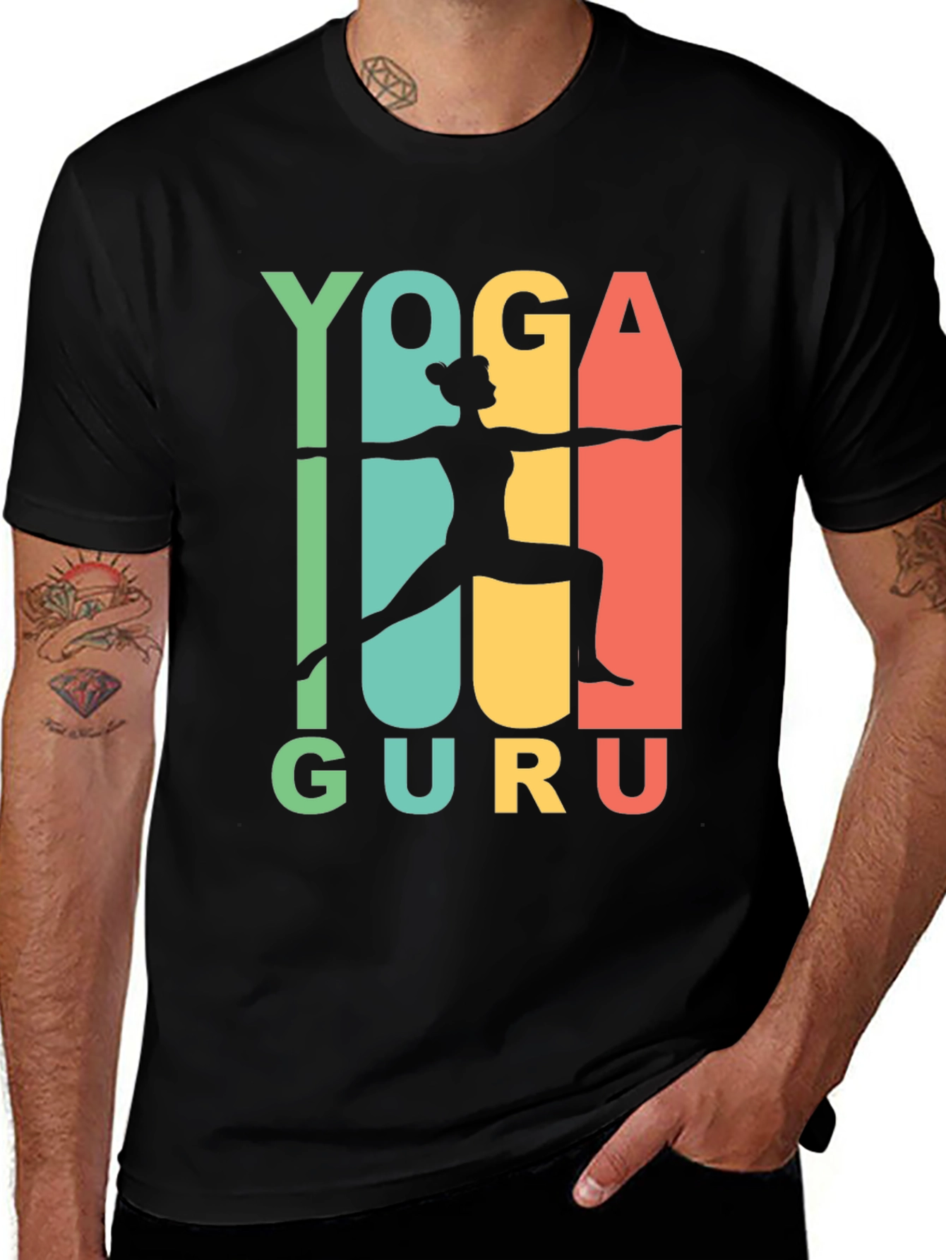 Variant 10 of Yoga Guru T-Shirt - Black Graphic Tee