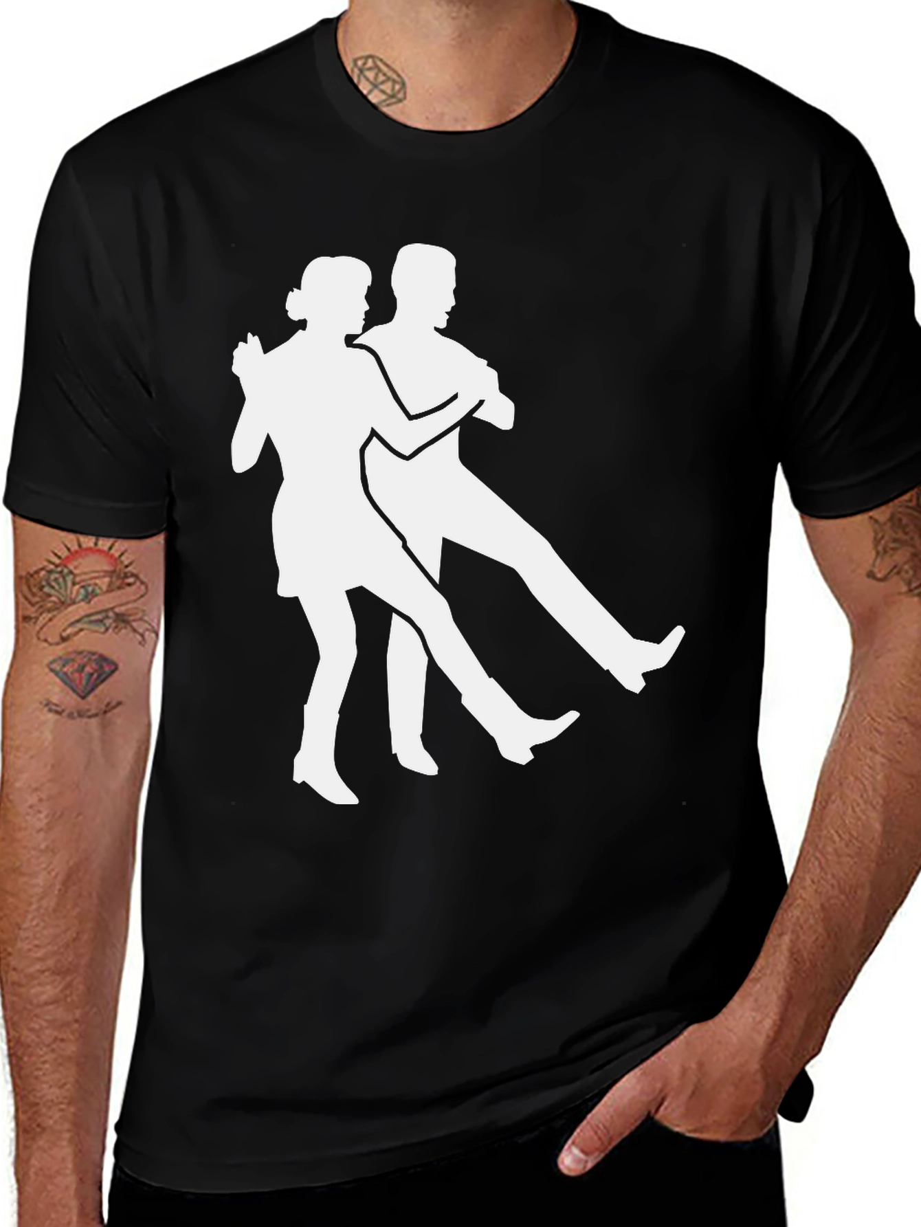 Variant 27 of Dancing Duo Graphic Tee - Black Cotton T-Shirt