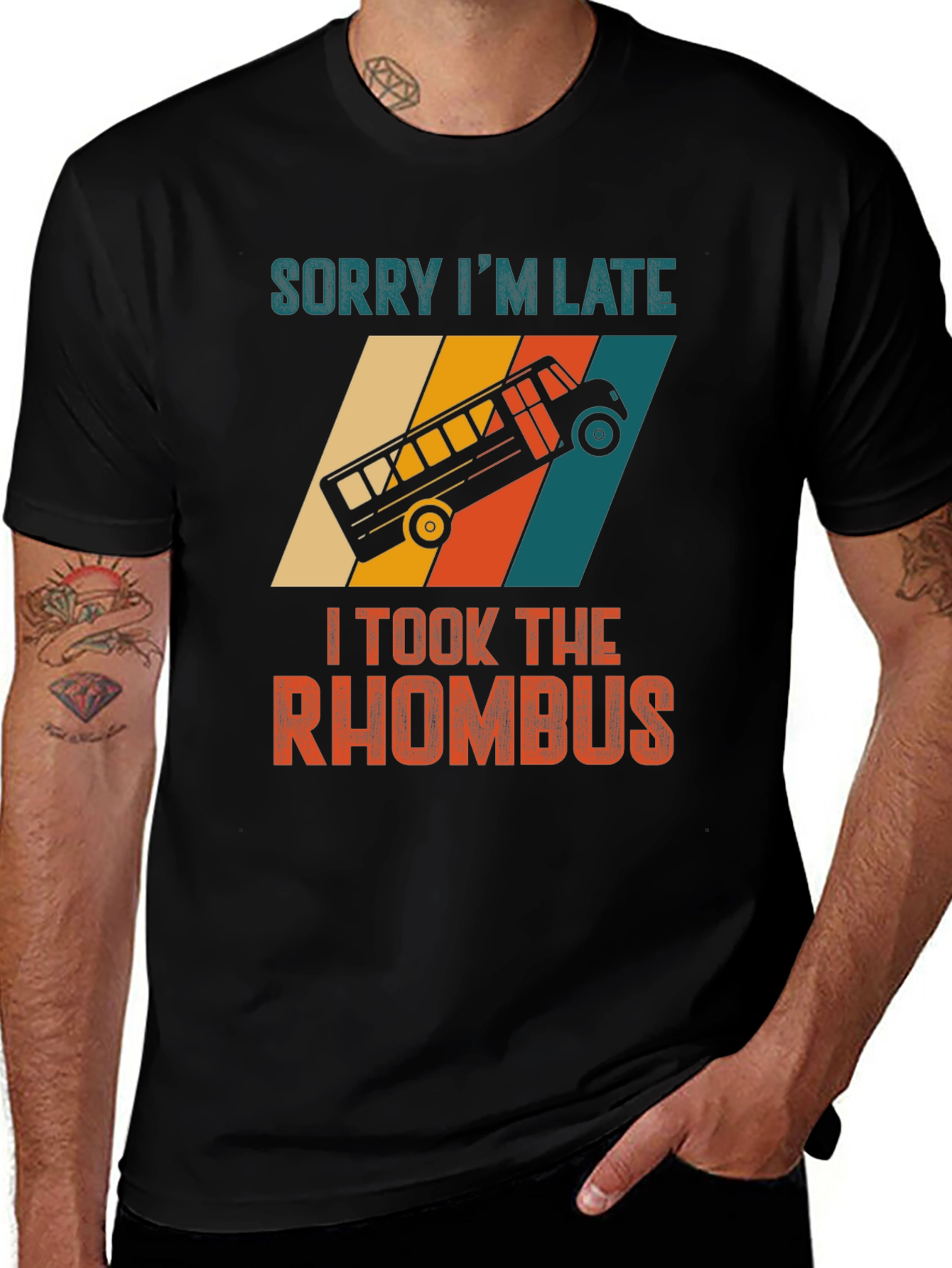 Variant 10 of Sorry I'm Late Rhombus Bus Graphic Tee