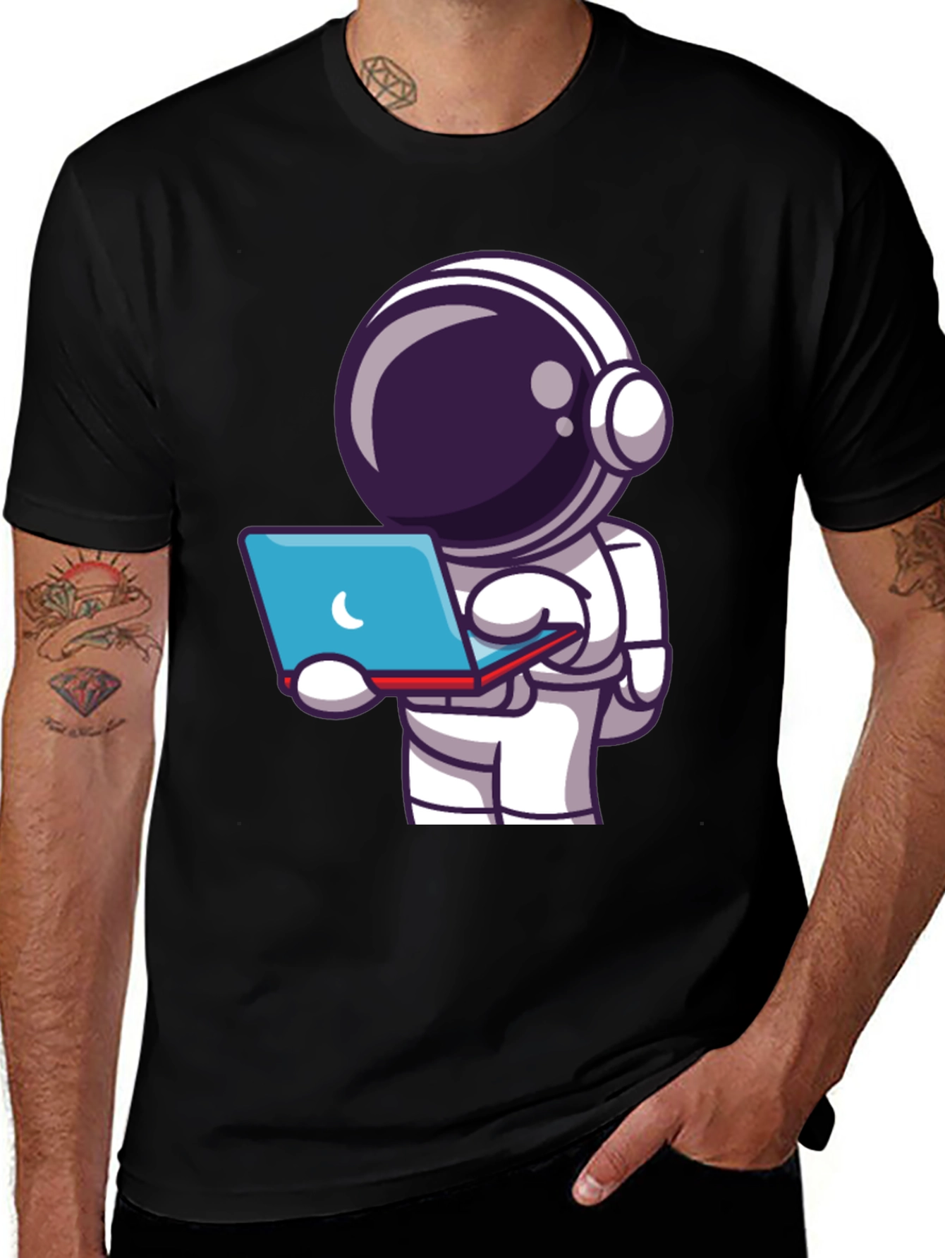 Variant 29 of Astronaut Laptop T-Shirt - Space Explorer Tee