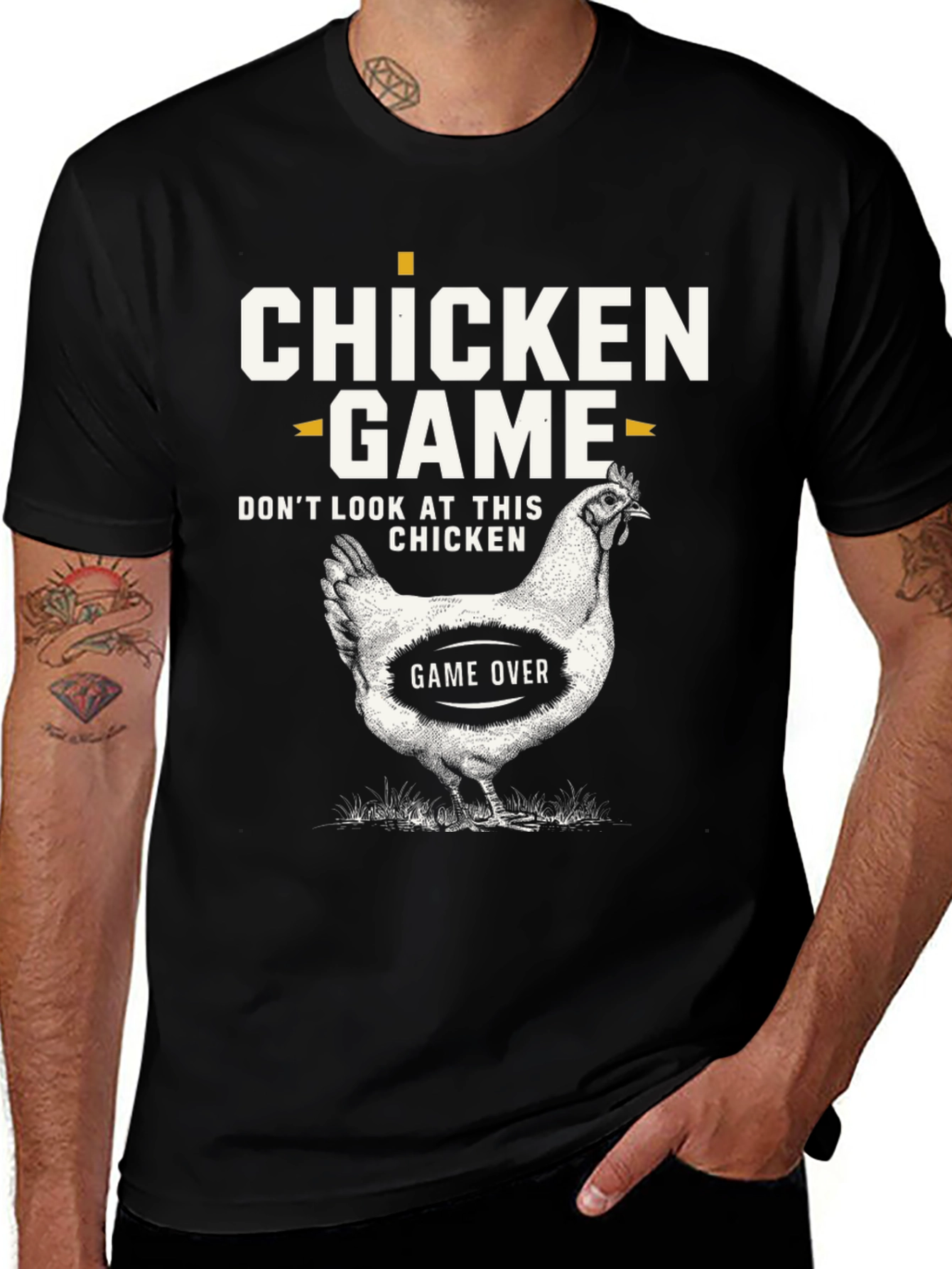 Variant 9 of Chicken Game T-Shirt - Don't Look at This Chicken