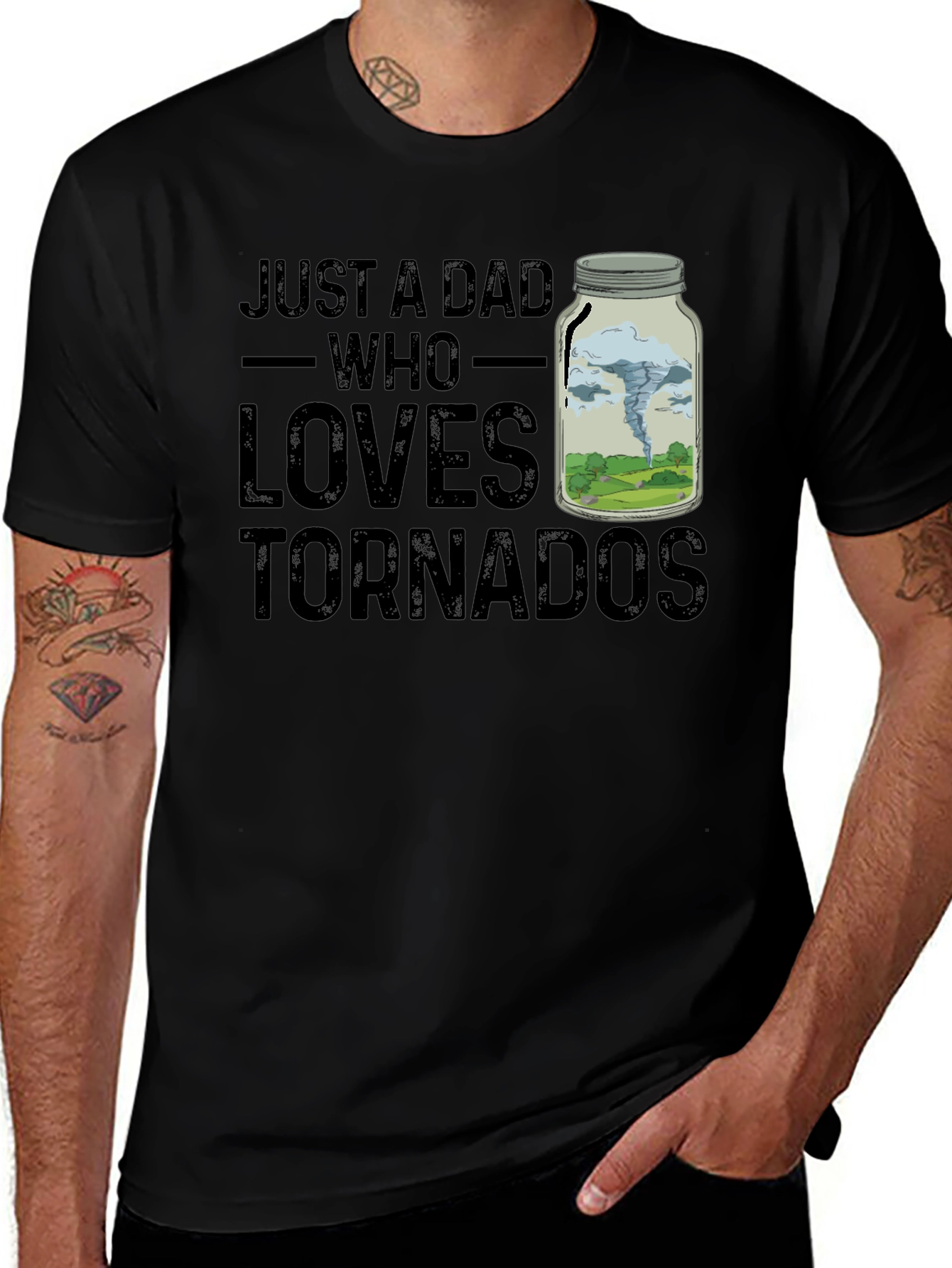 Variant 14 of Just A Dad Who Loves Tornadoes Novelty T-Shirt