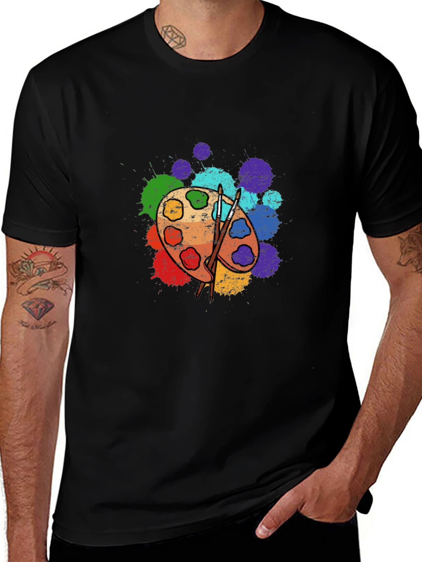 Variant 16 of Colorful Artist Palette Graphic Tee - Black