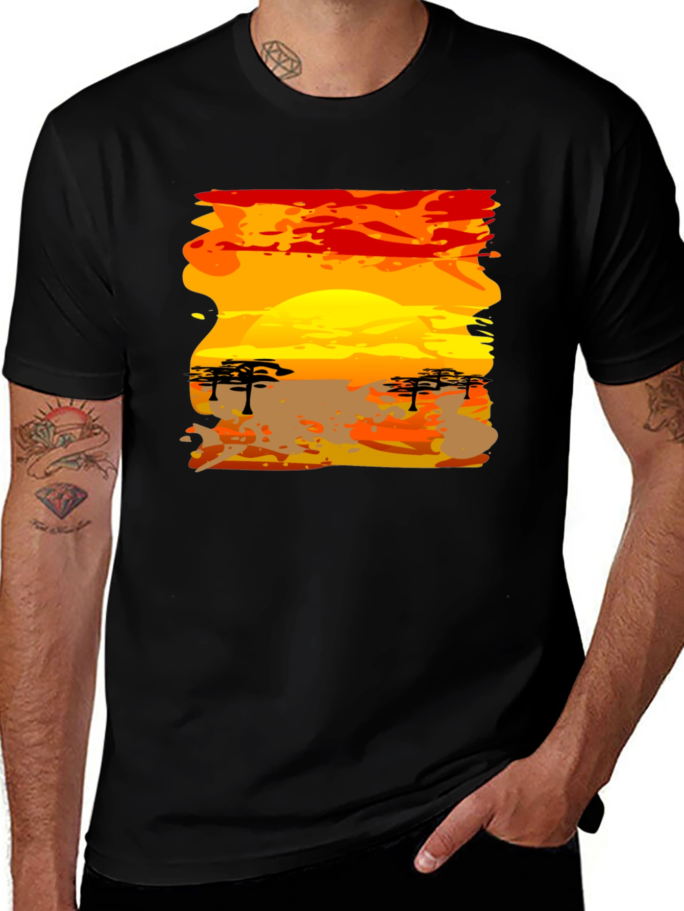Variant 16 of African Sunset Graphic Tee - Black T-Shirt