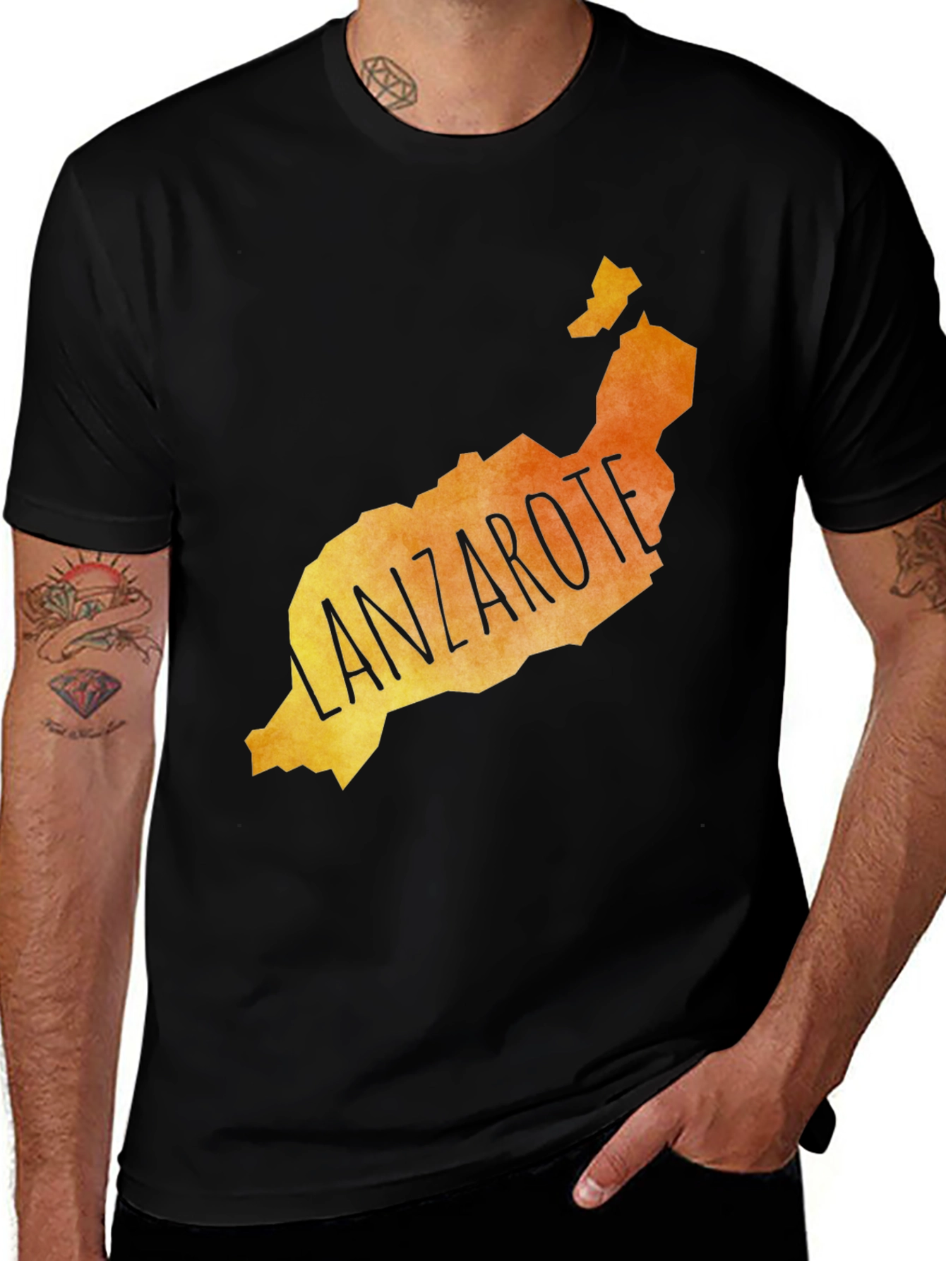 Lanzarote Map Graphic Tee - Island Souvenir T-Shirt