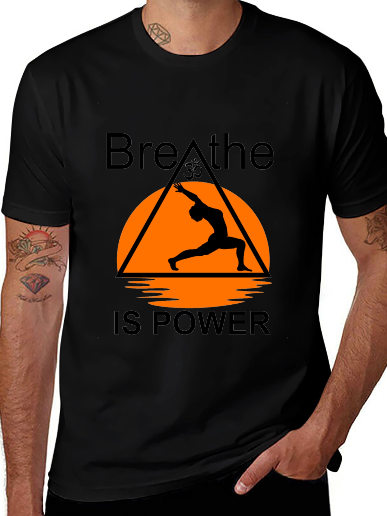 Variant 27 of Breathe is Power Yoga T-Shirt - Black Graphic Tee
