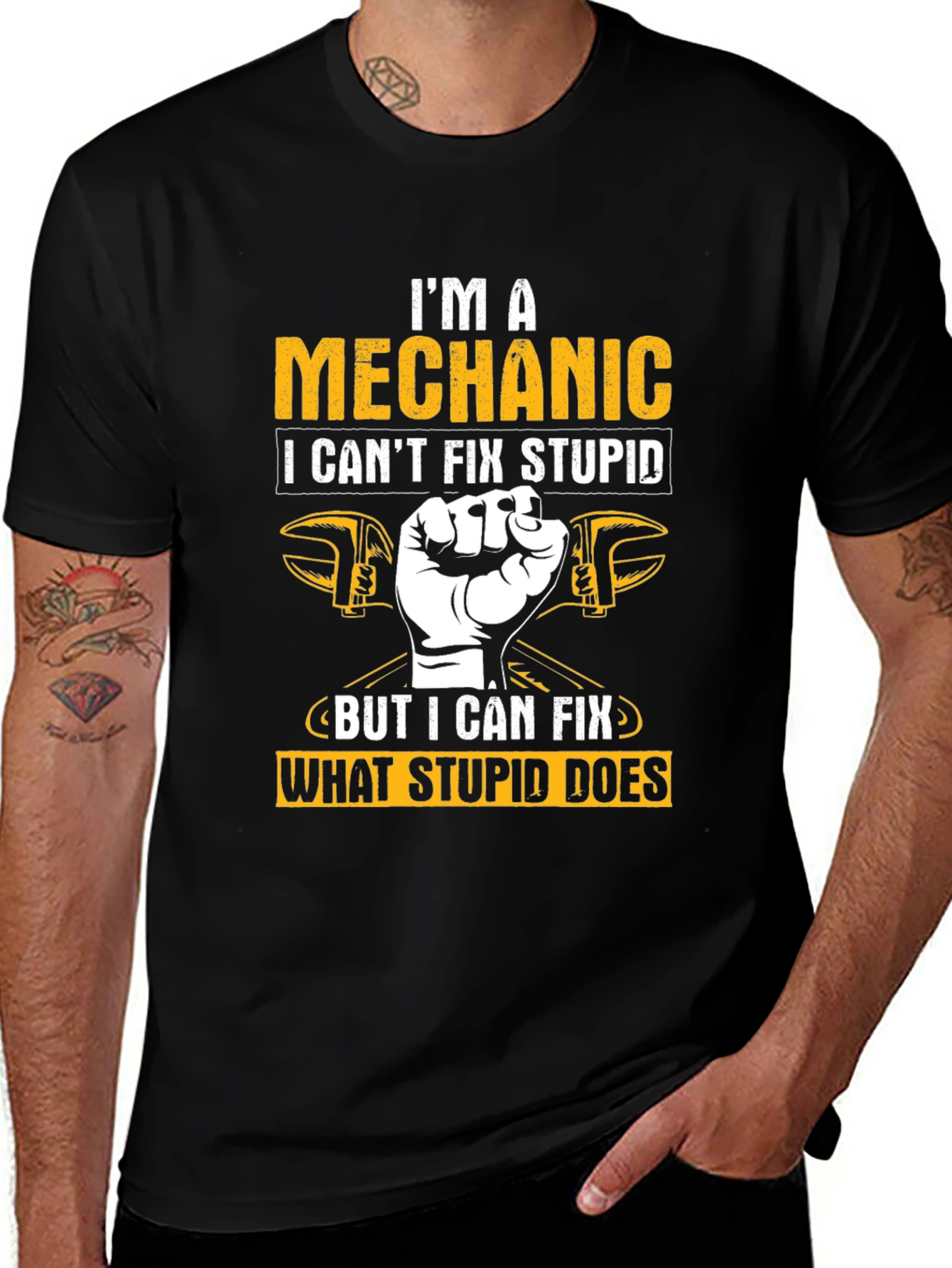 Variant 15 of Mechanic Humor T-Shirt: I Can't Fix Stupid