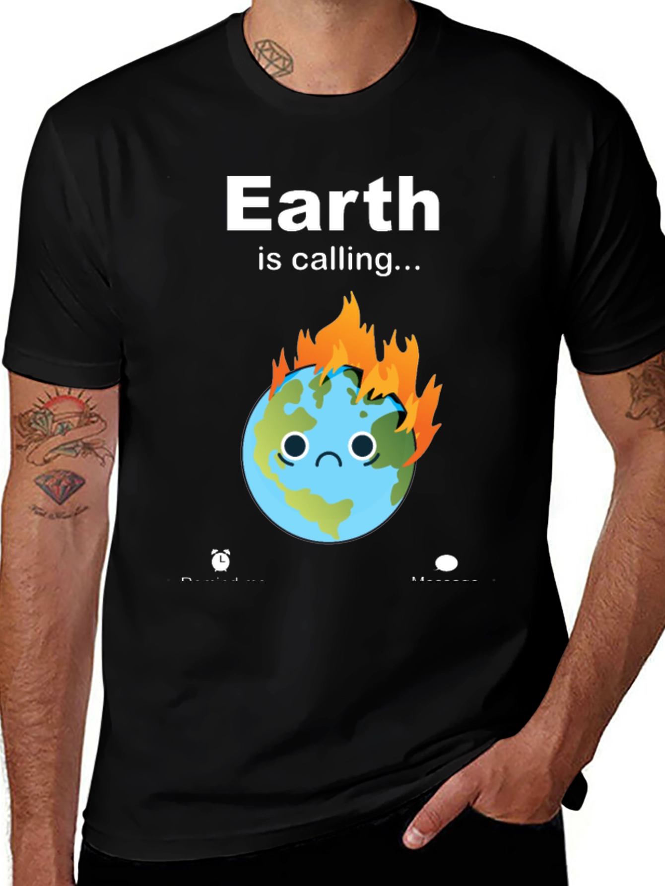 Variant 10 of Earth Is Calling Graphic Tee - Climate Change Awareness