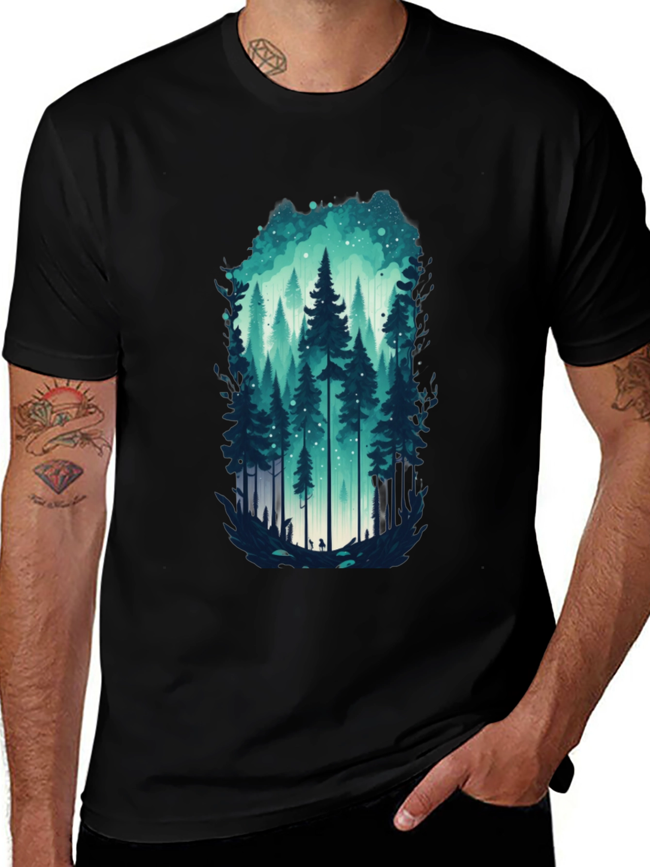 Variant 7 of Forest Graphic Black T-Shirt