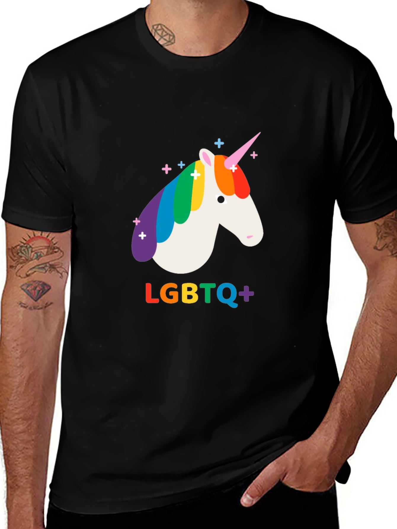 Variant 5 of LGBTQ+ Unicorn Black T-Shirt