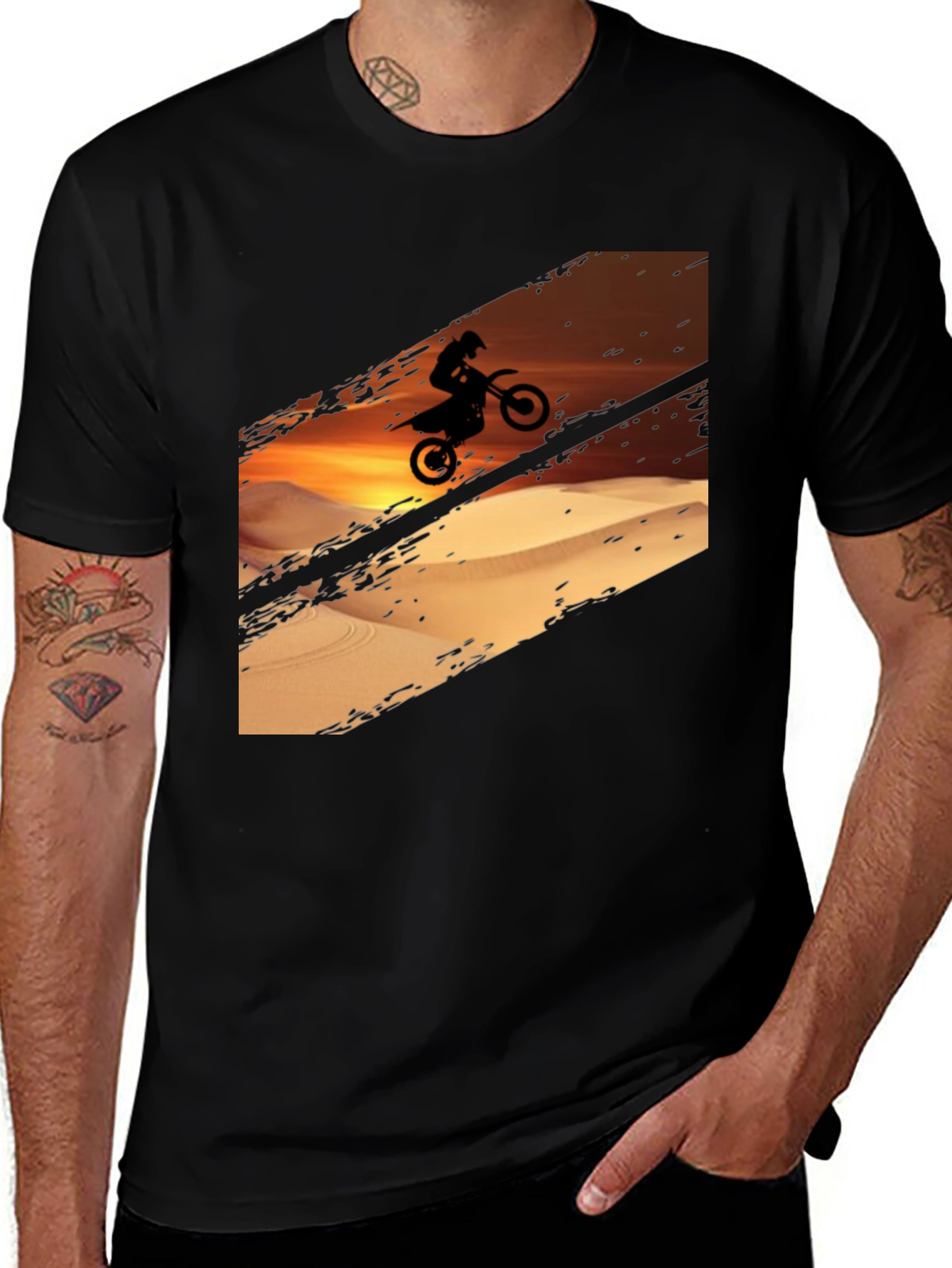 Variant 8 of Desert Rider Graphic Tee - Black Cotton T-Shirt