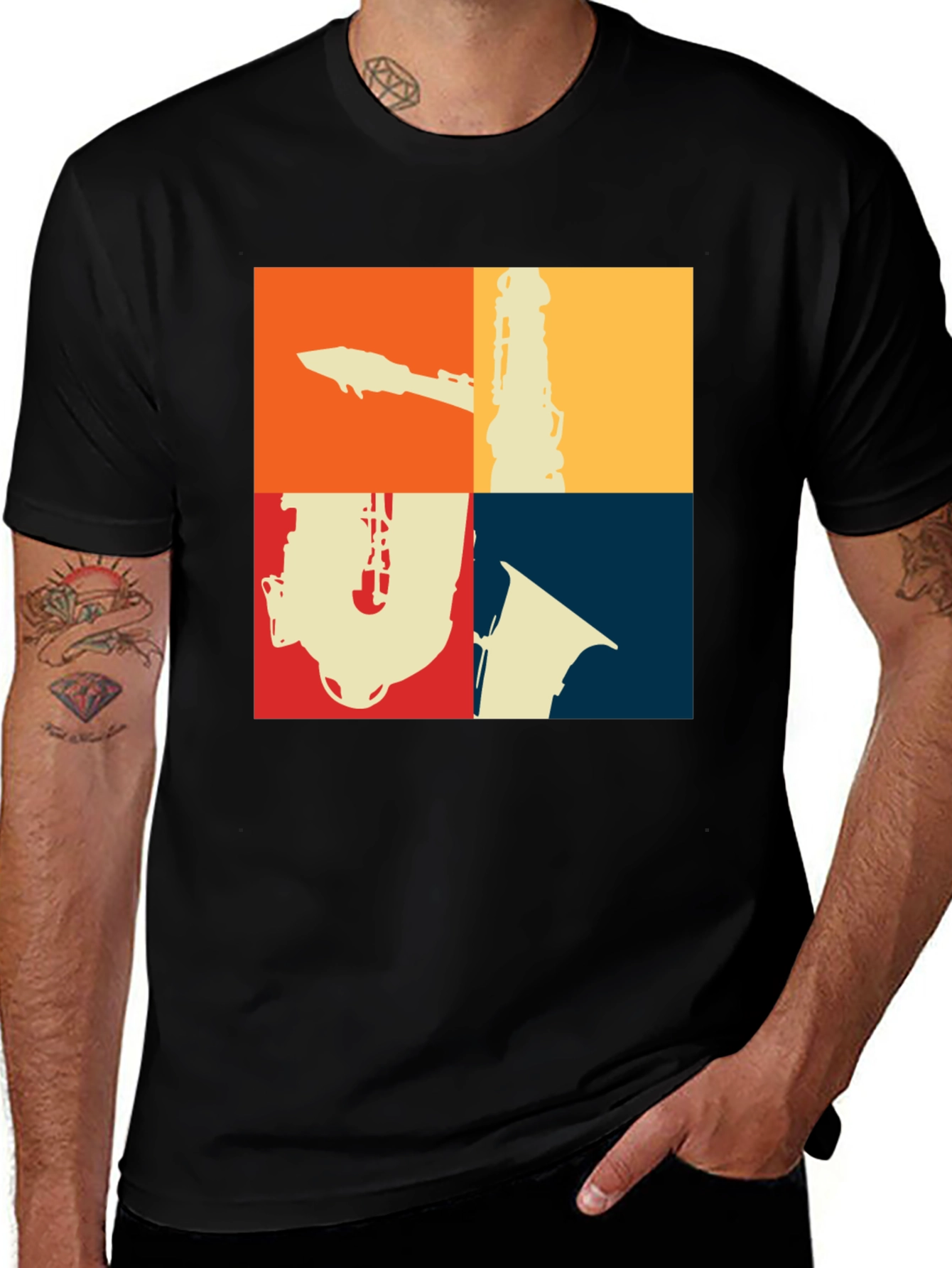 Variant 8 of Retro Saxophone Instrument Graphic T-Shirt