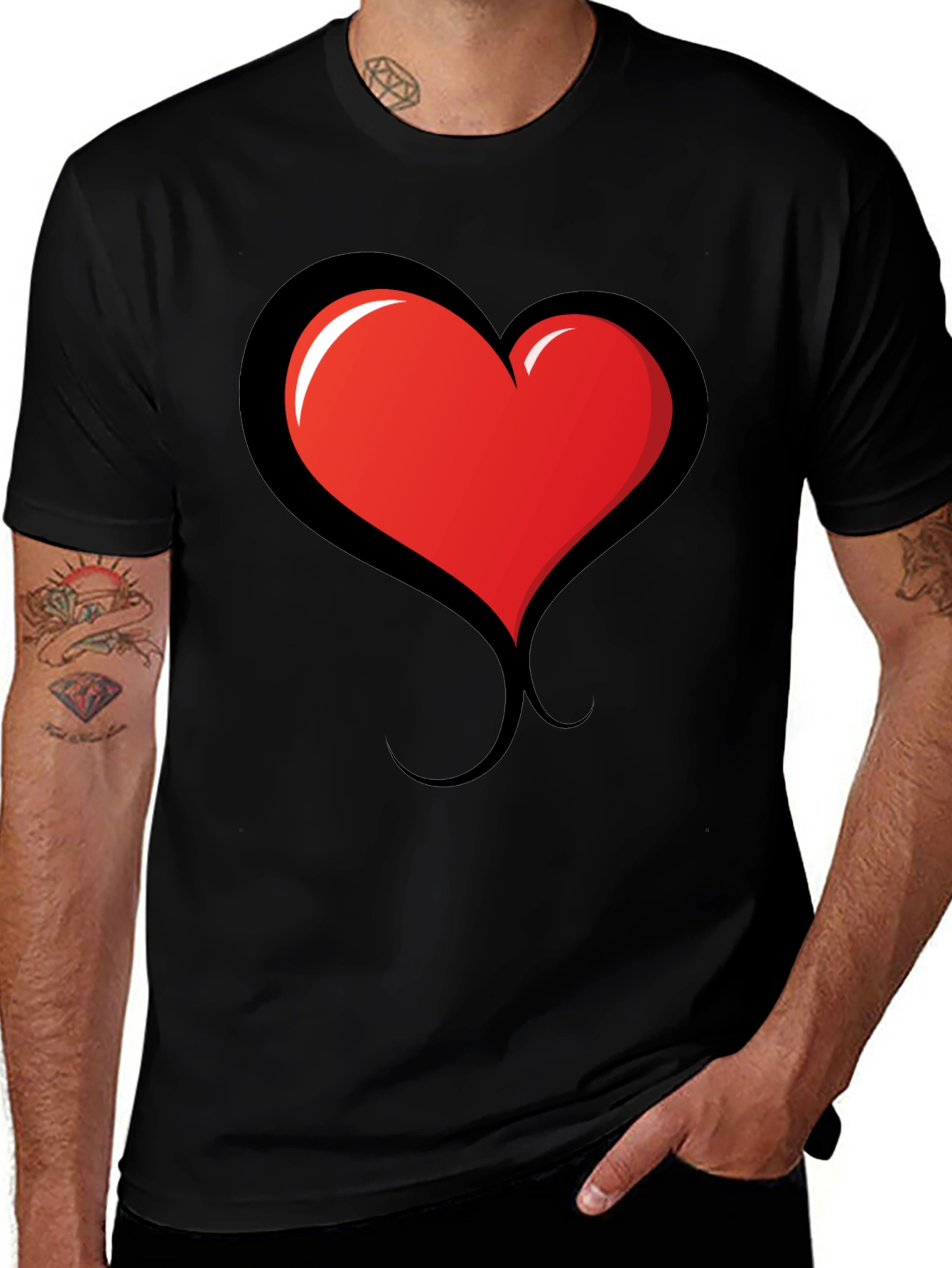 Variant 2 of Heart Graphic Black T-Shirt
