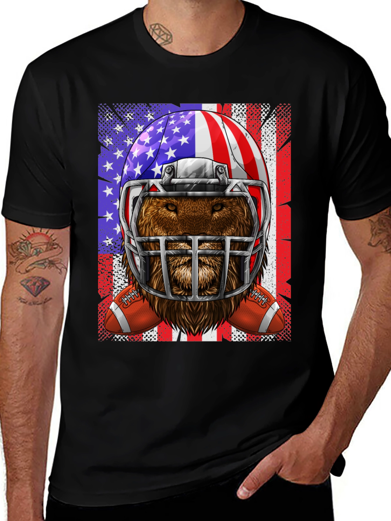 Variant 8 of Football Bear USA Flag Graphic Tee