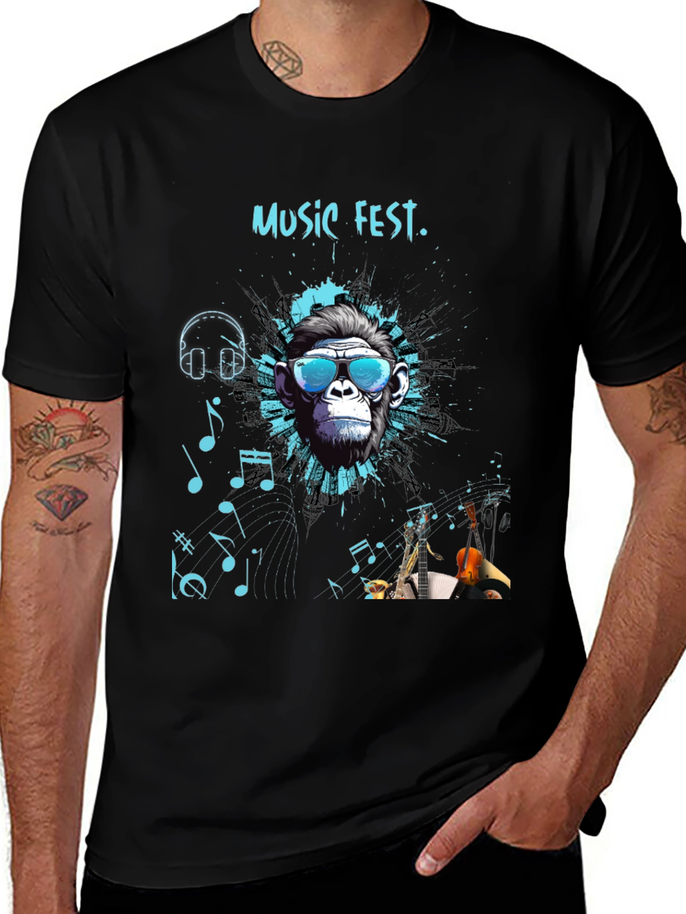 Variant 16 of Music Fest Monkey Graphic T-Shirt