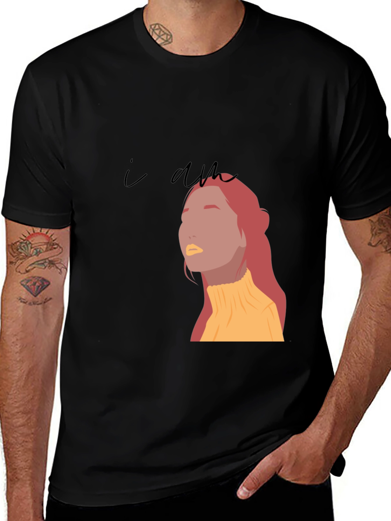 Variant 30 of Black Graphic Tee - "I am" Woman Illustration
