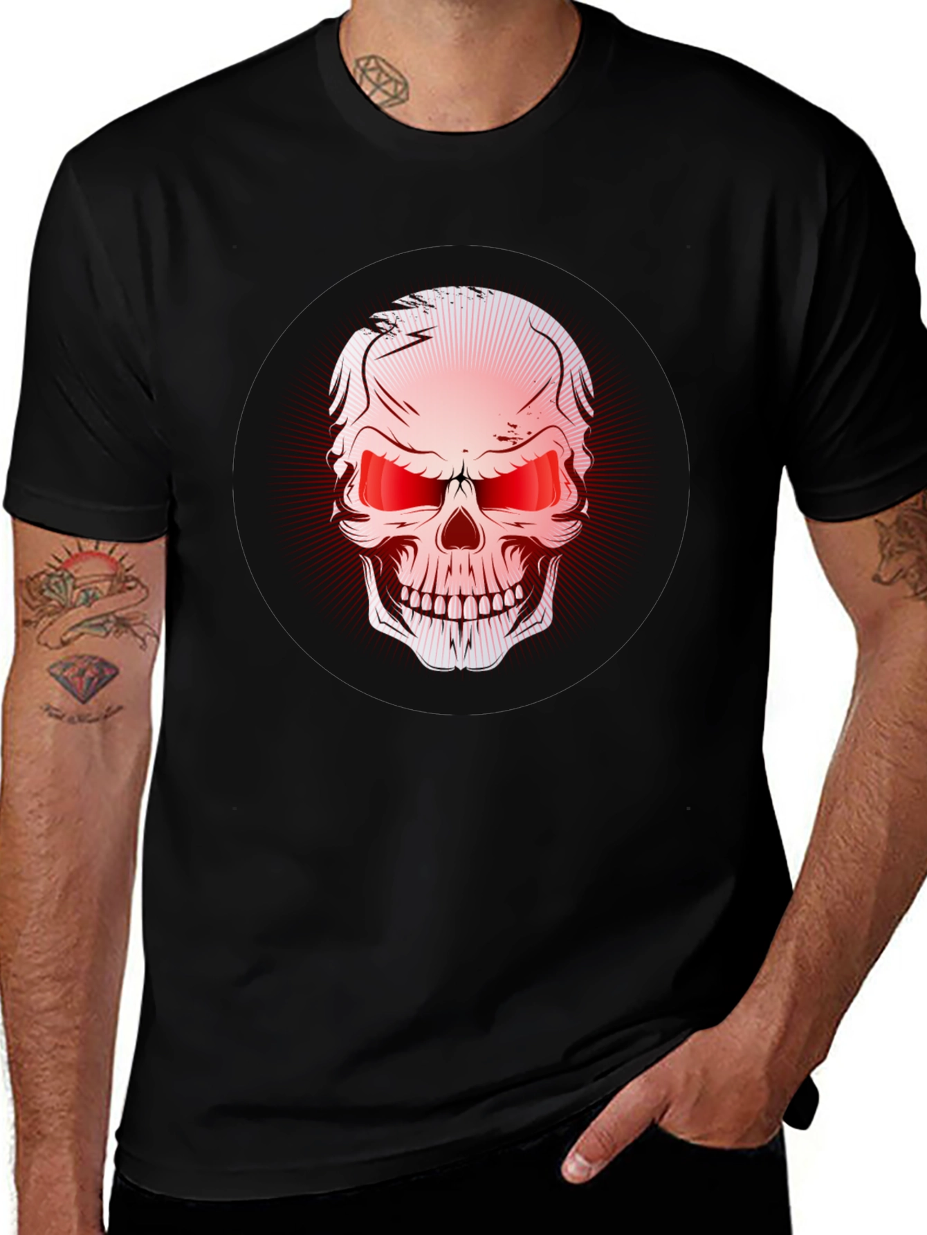 Variant 29 of Skull Graphic Print Black T-Shirt