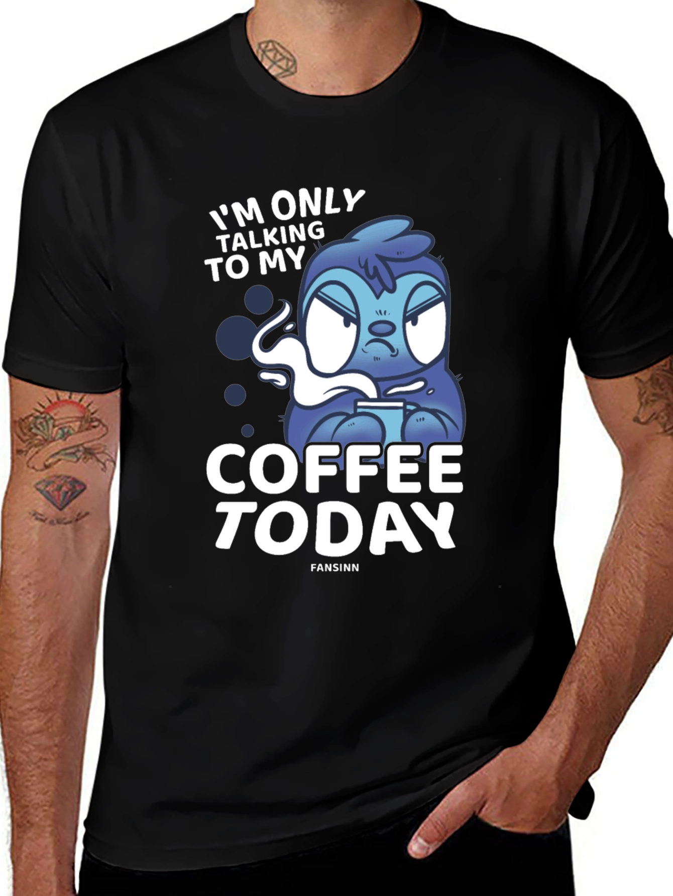 Variant 10 of Coffee Today Sloth Graphic T-Shirt - Black