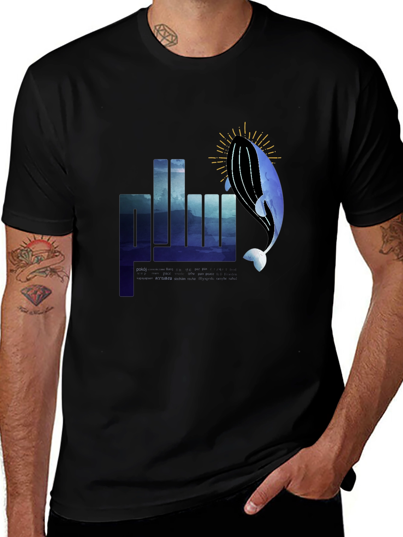 Variant 20 of Whale Graphic Black T-Shirt
