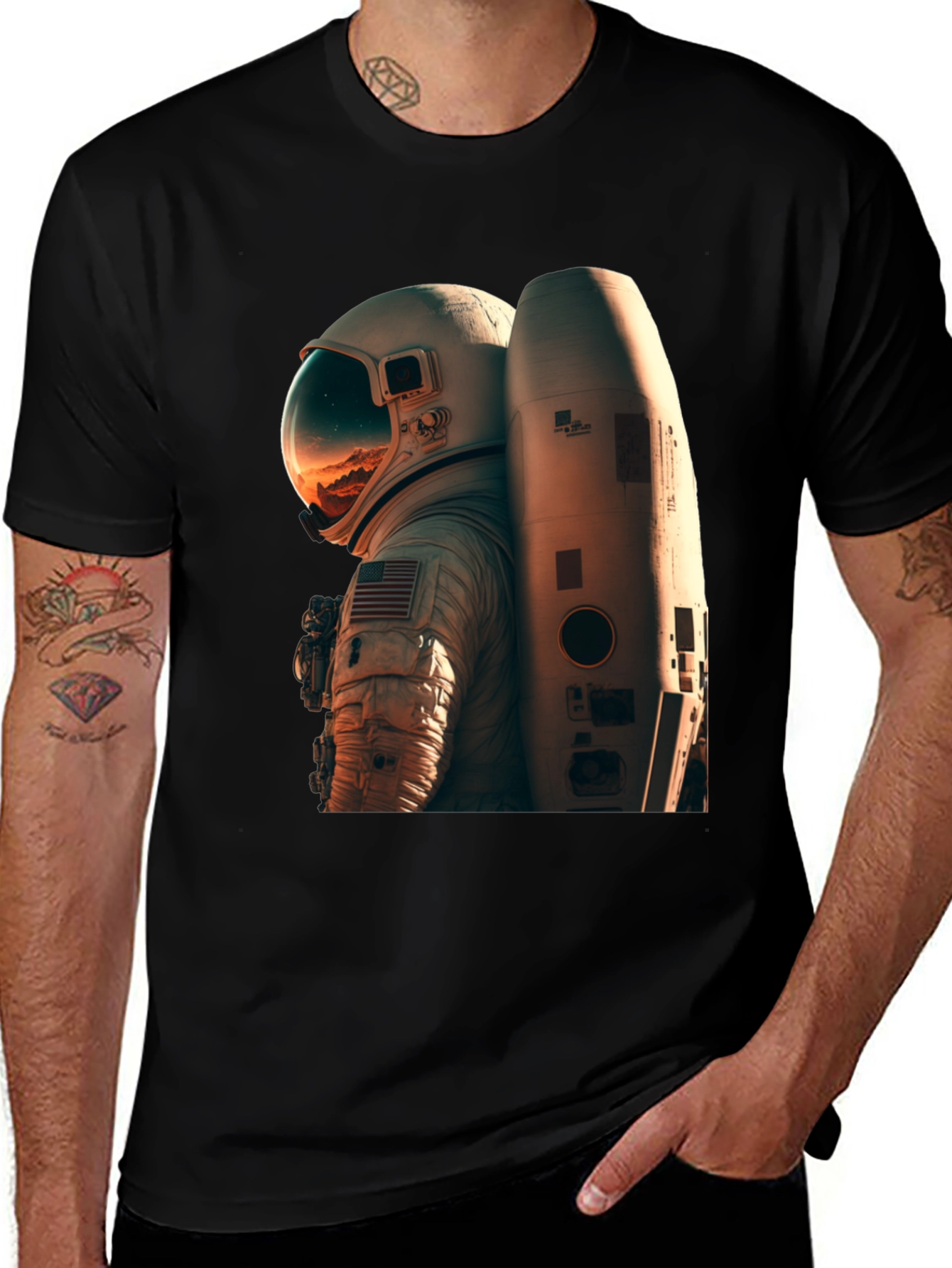 Variant 16 of Astronaut Graphic Tee - Black Unisex T-Shirt