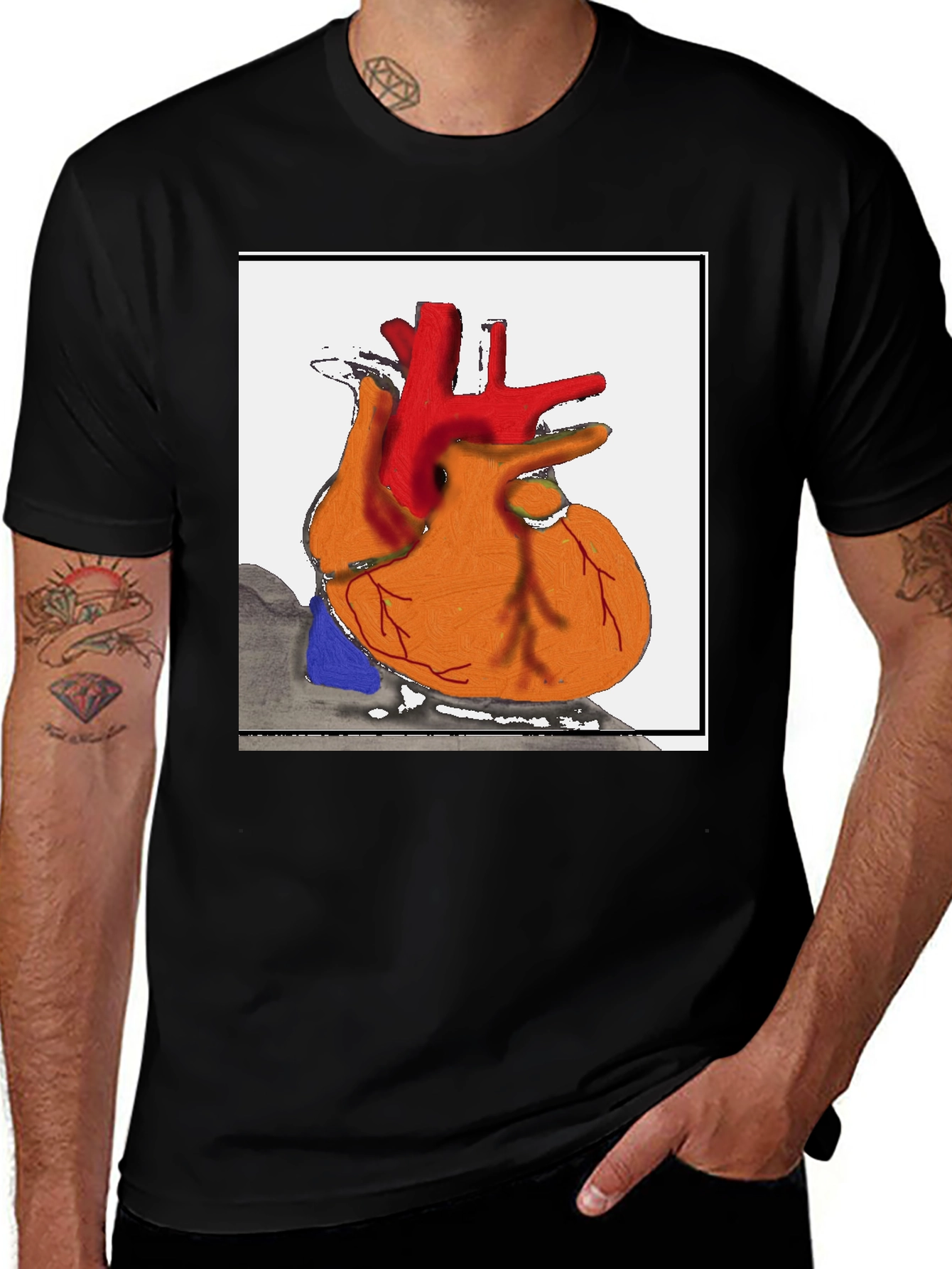 Variant 3 of Anatomical Heart Graphic Tee - Black