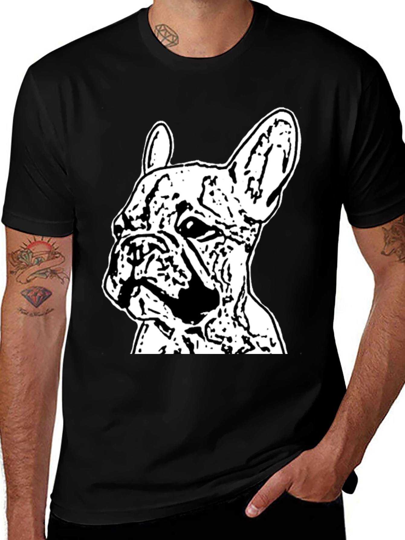 Variant 26 of Black Dog Graphic Tee - French Bulldog Design