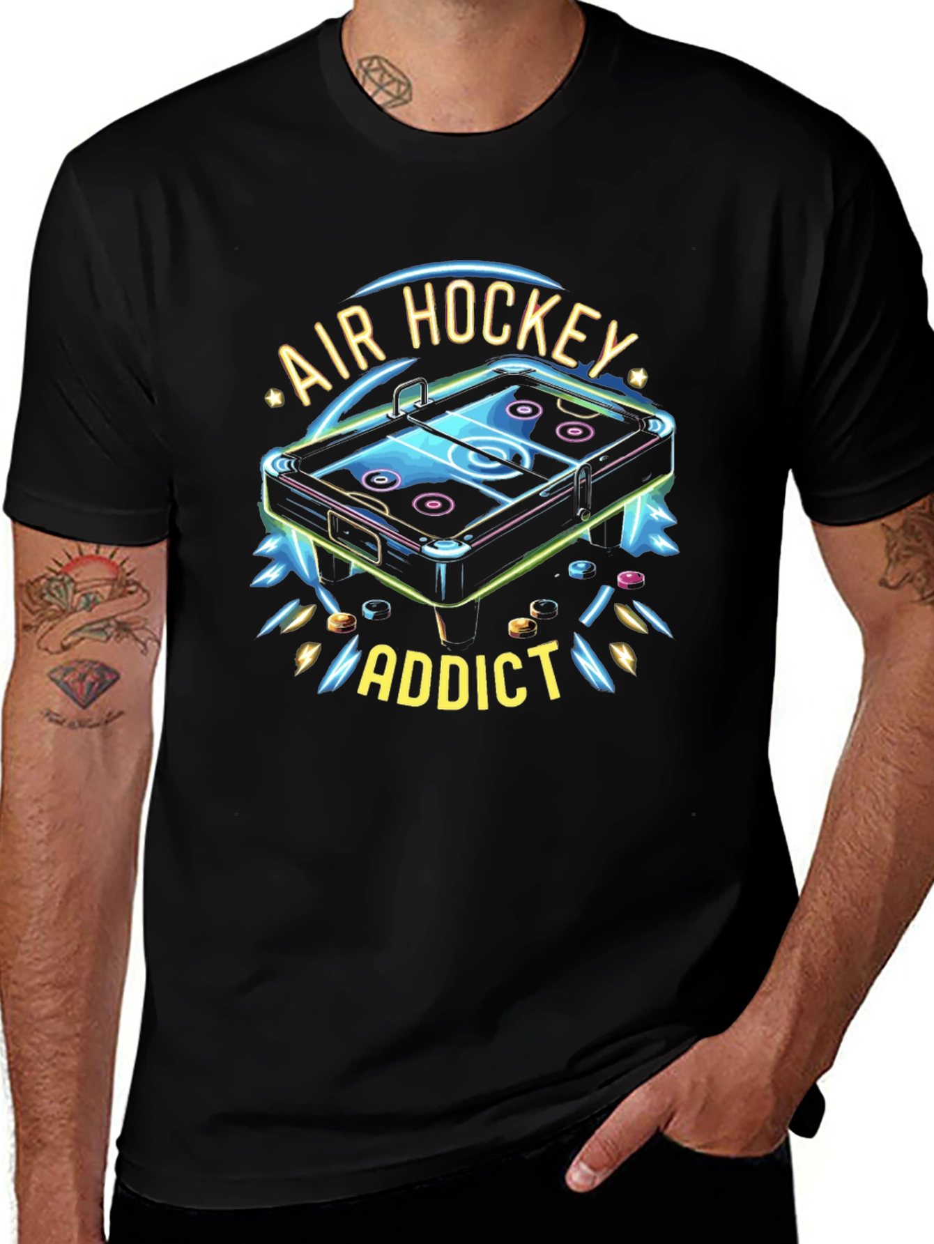 Variant 2 of Air Hockey Addict Black T-Shirt