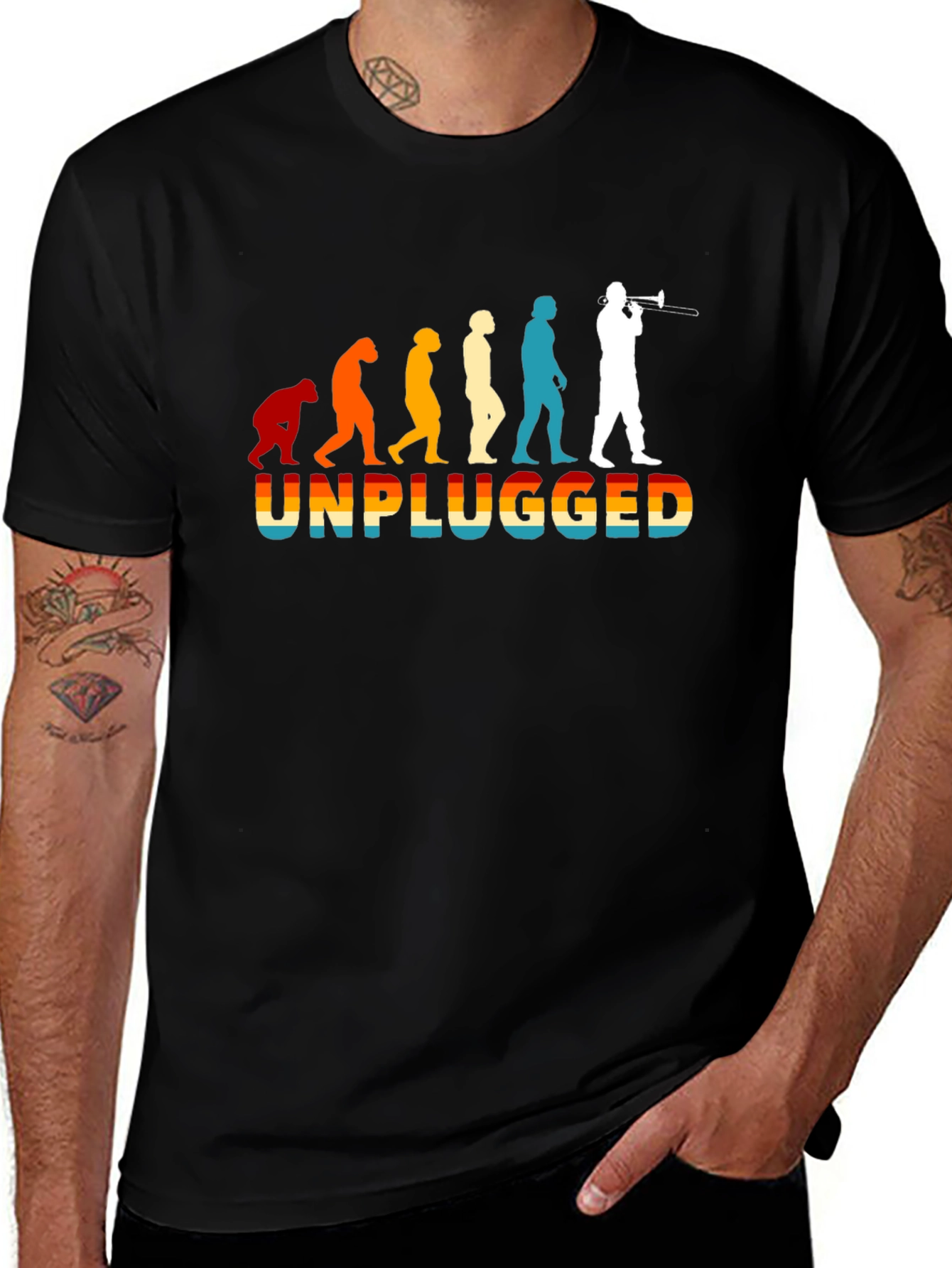 Variant 18 of Unplugged Evolution T-Shirt - Music Trombone Player