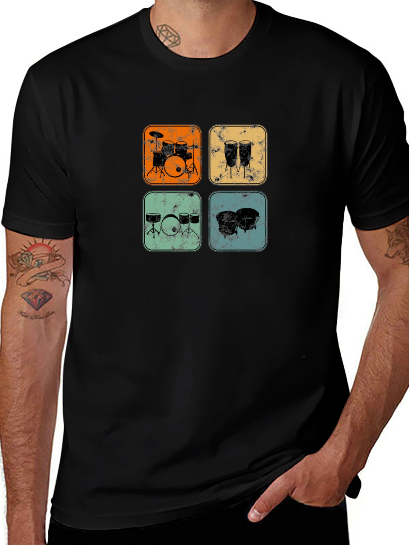 Variant 25 of Vintage Drum Kit T-Shirt Music Lover Tee