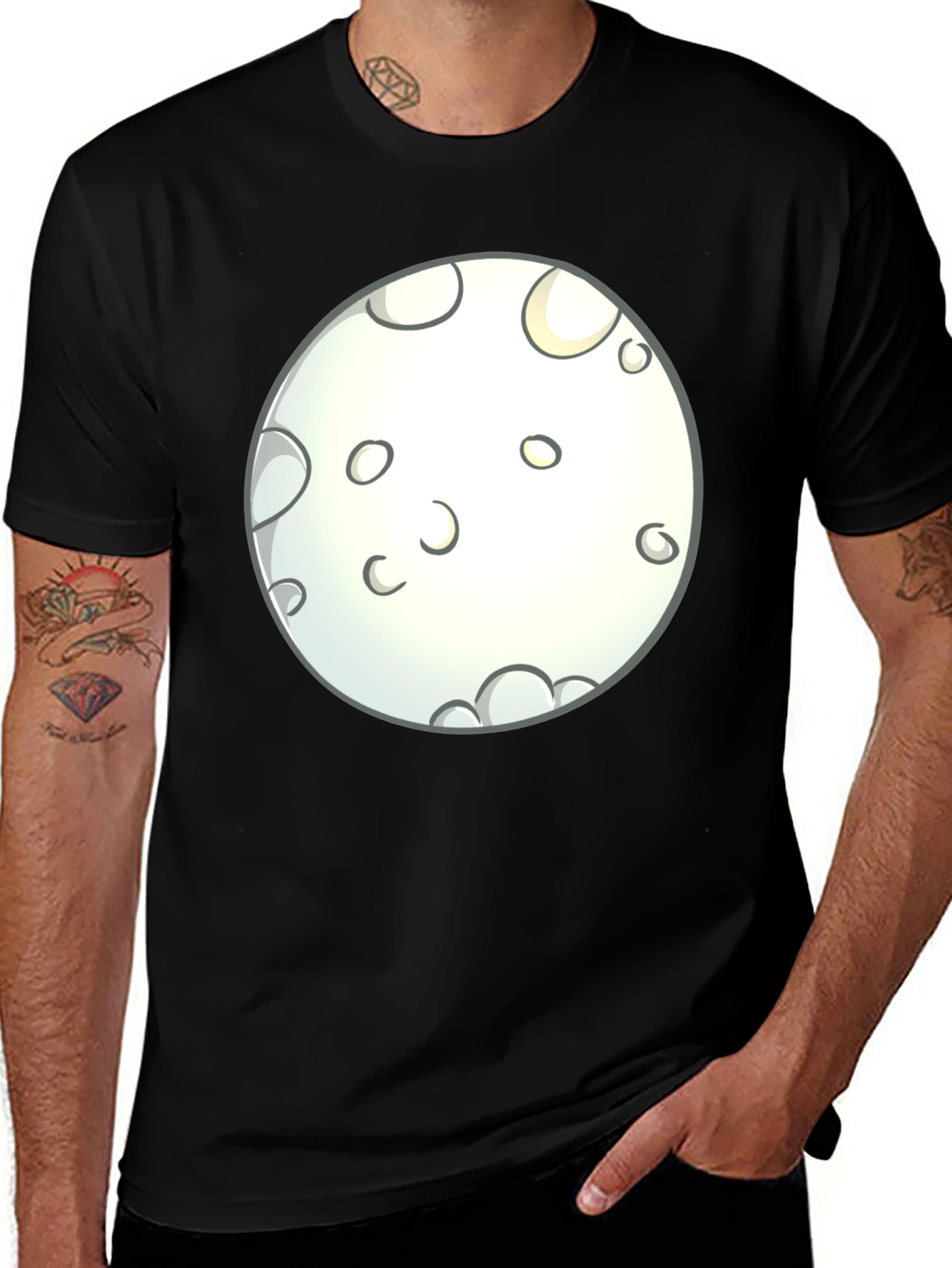 Variant 21 of Moon Graphic Black T-Shirt - Casual Wear