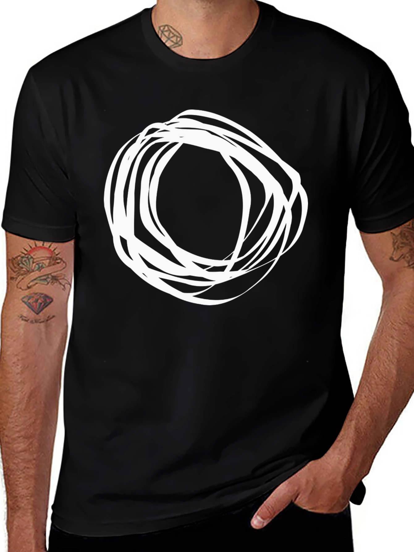 Variant 16 of Abstract Circle Graphic Black T-Shirt