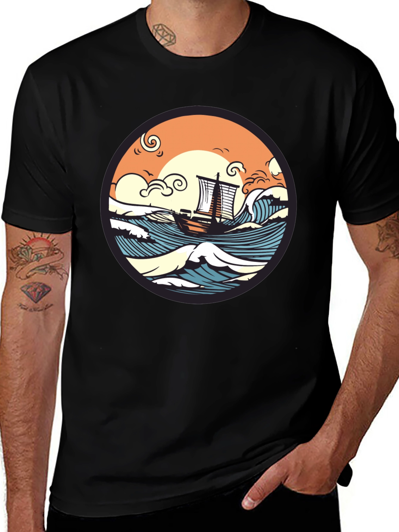 Variant 12 of Nautical Graphic Tee - Sailing Adventure