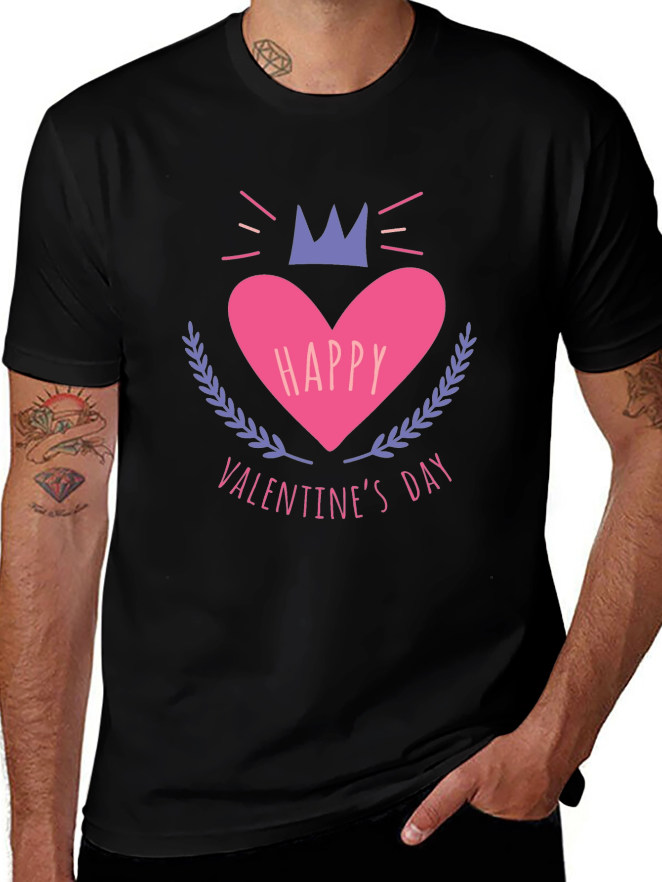 Variant 11 of Happy Valentine's Day Graphic Tee - Black