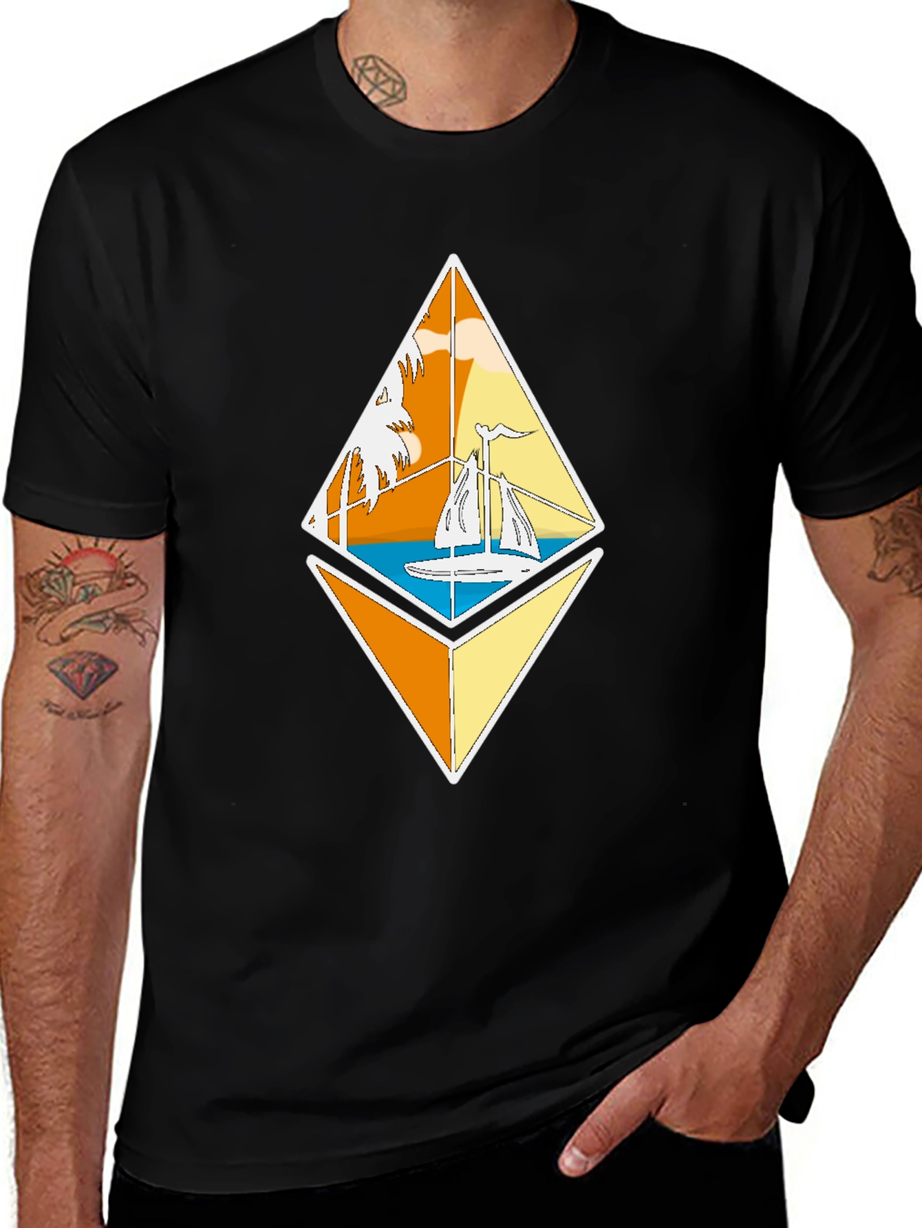 Variant 16 of Ethereum Sailboat Tee - Crypto Beach Vibes