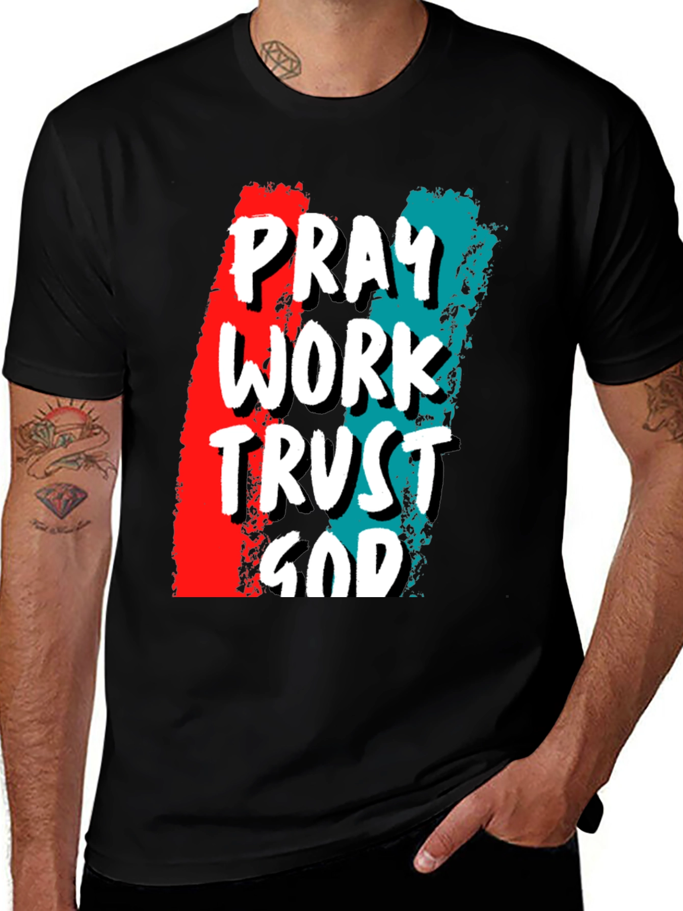 Pray Work Trust God T-Shirt - Christian Apparel