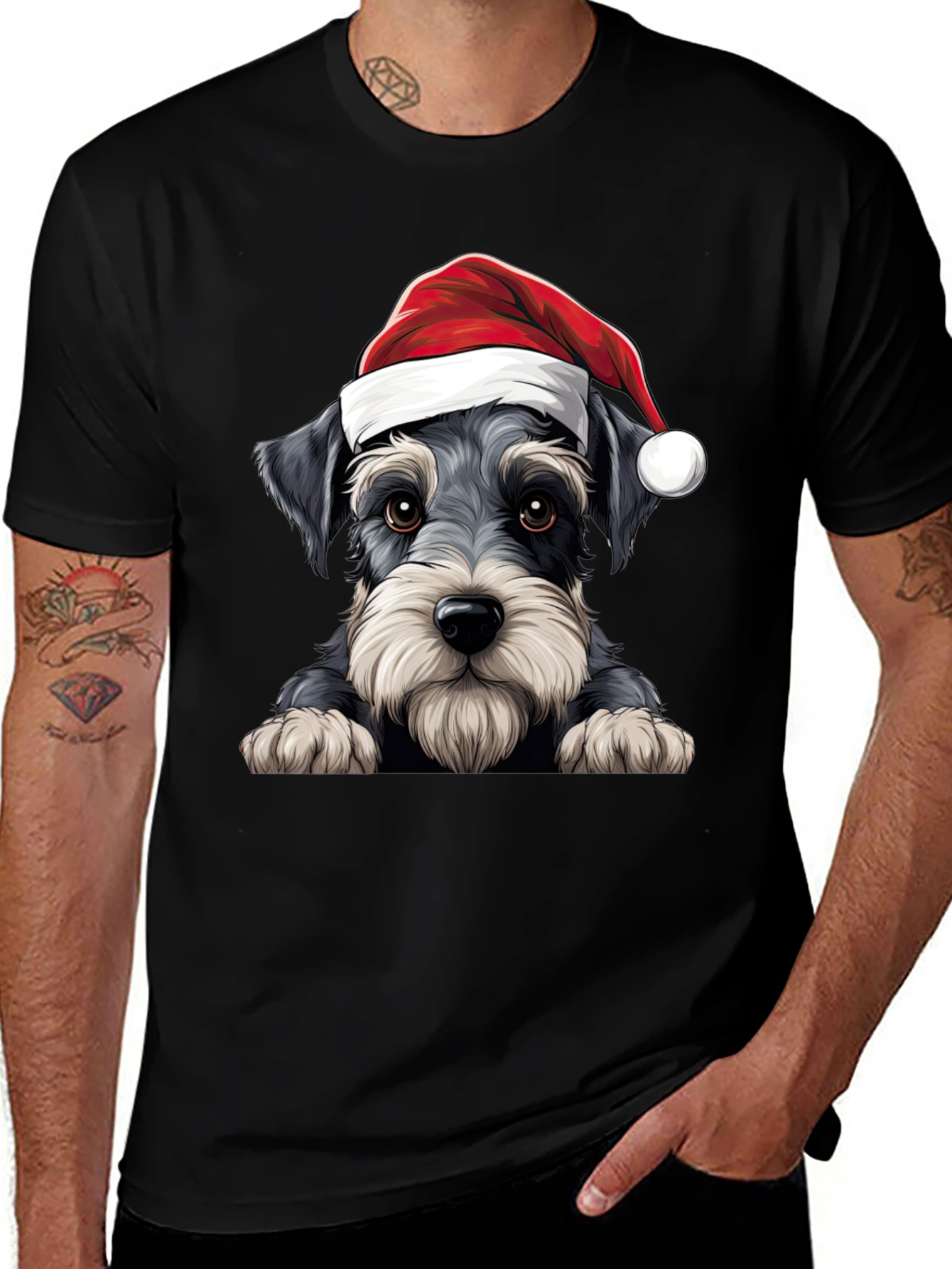 Holiday Schnauzer T-Shirt - Christmas Dog Tee
