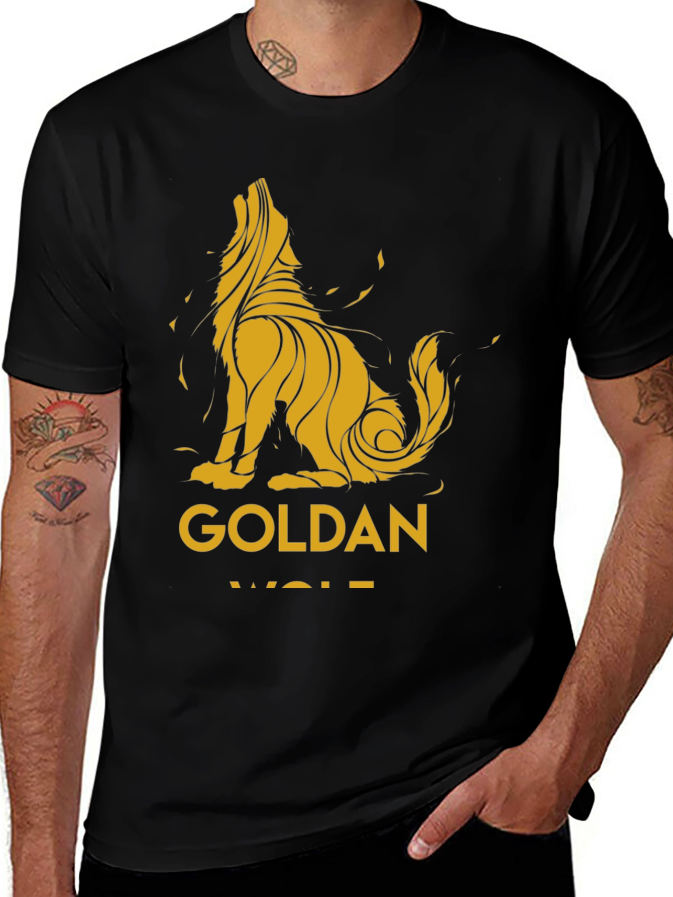 Variant 30 of Golden Wolf Graphic T-Shirt - Stylish Men's Tee
