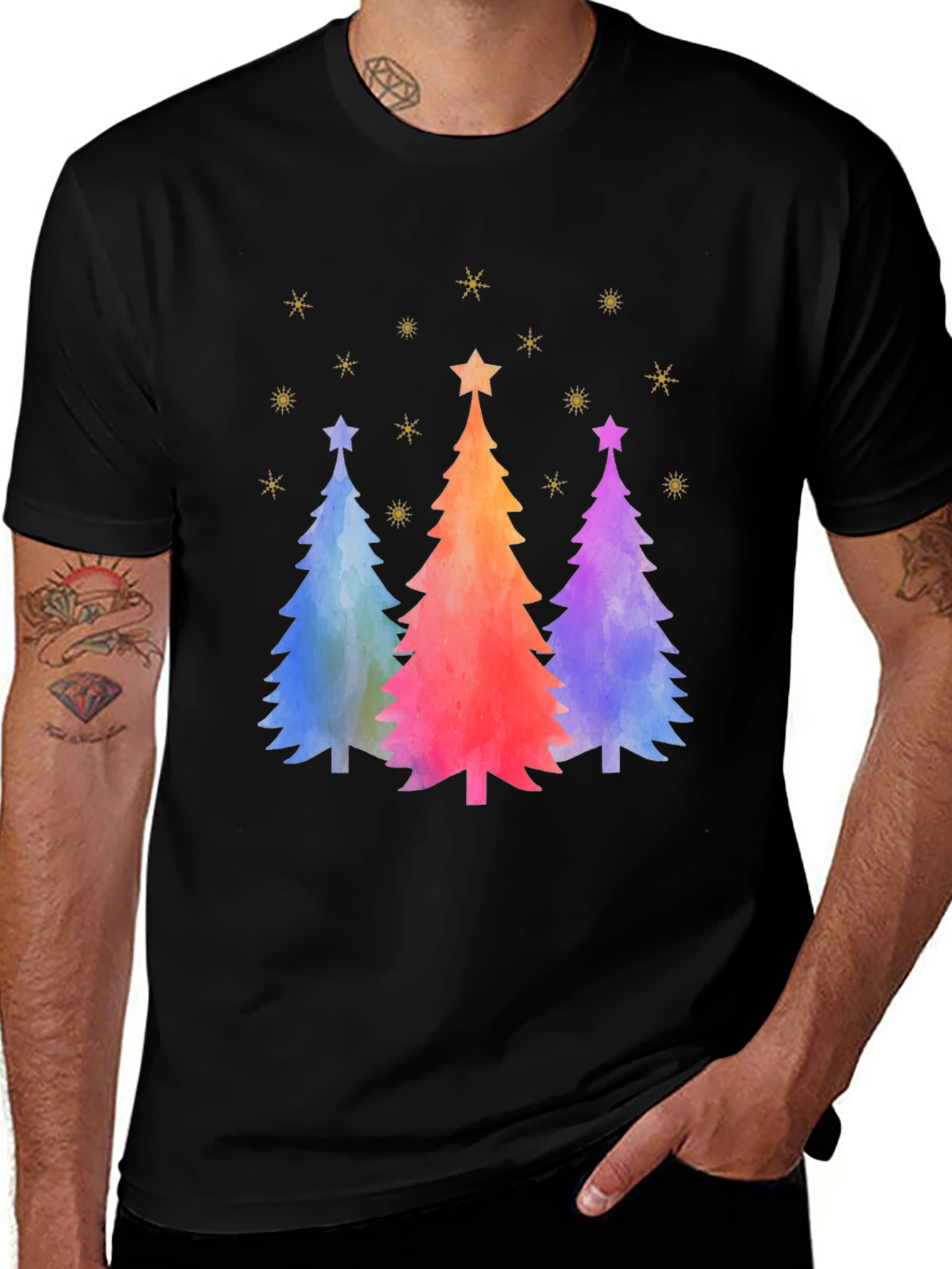 Variant 2 of Watercolor Christmas Trees Graphic Tee