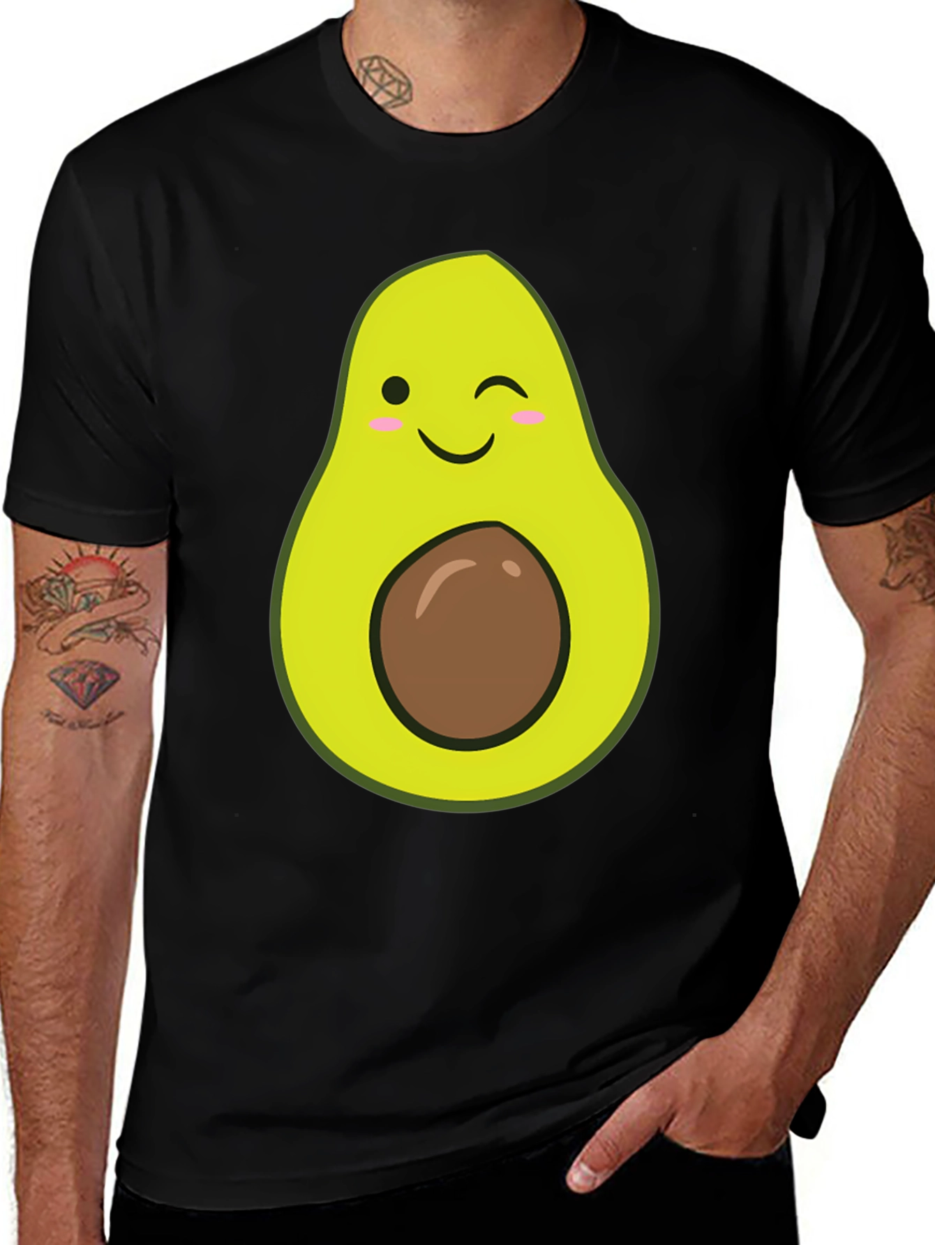 Variant 21 of Winking Avocado Graphic Tee - Soft Black T-Shirt