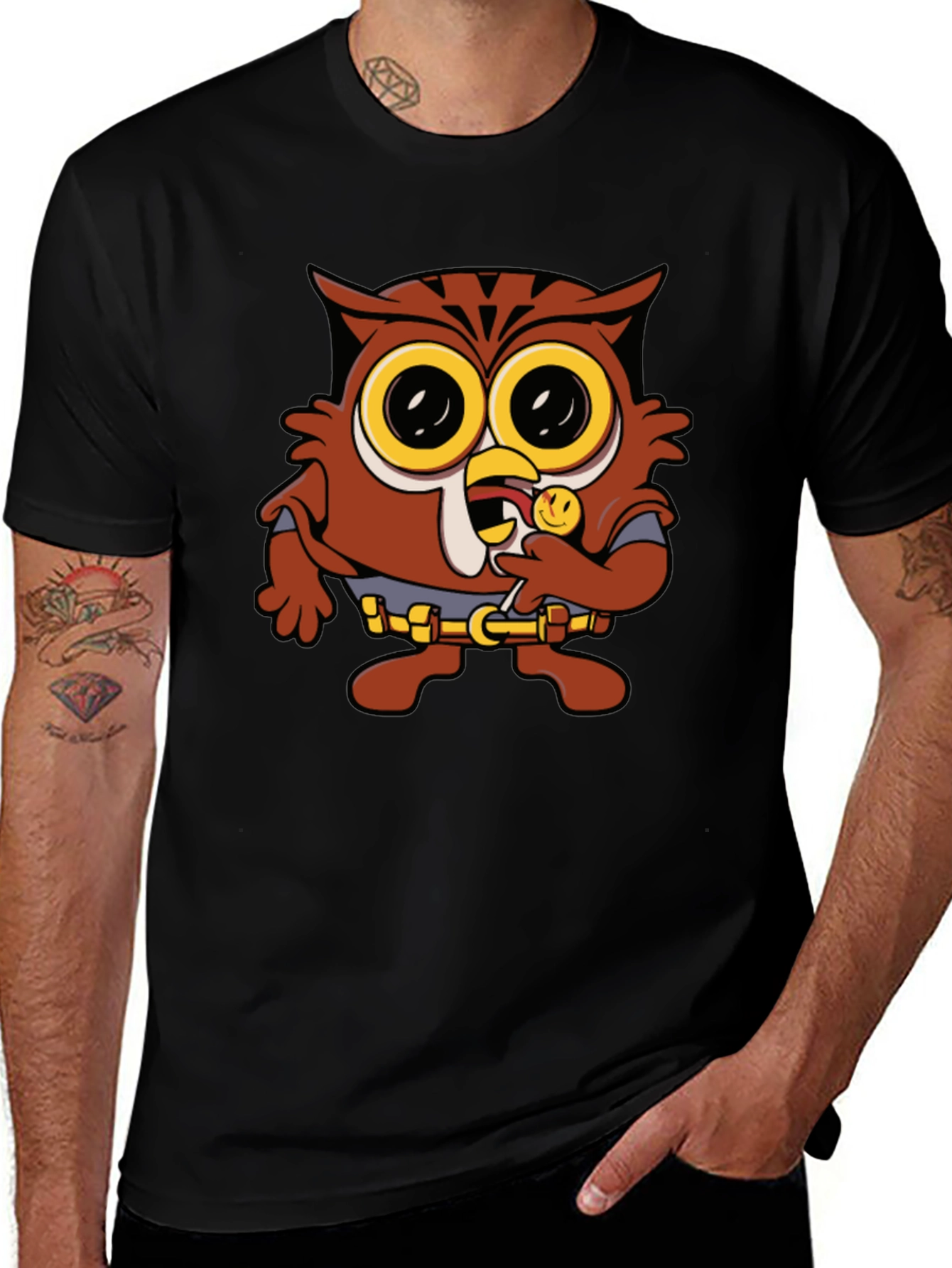 Variant 26 of Owl Cartoon Character Graphic Print T-Shirt