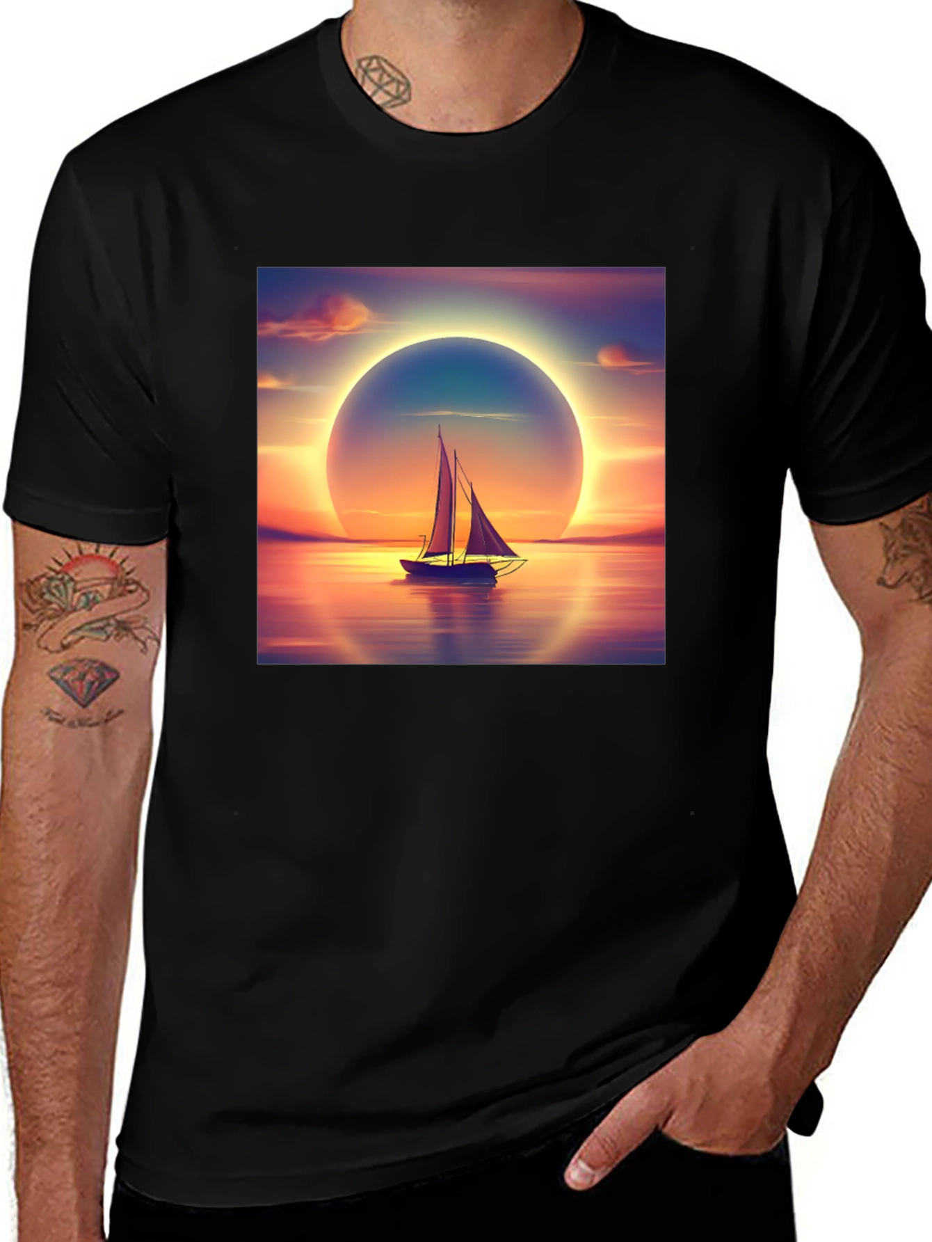 Variant 24 of Sailboat Sunset Graphic Tee - Stylish Comfort