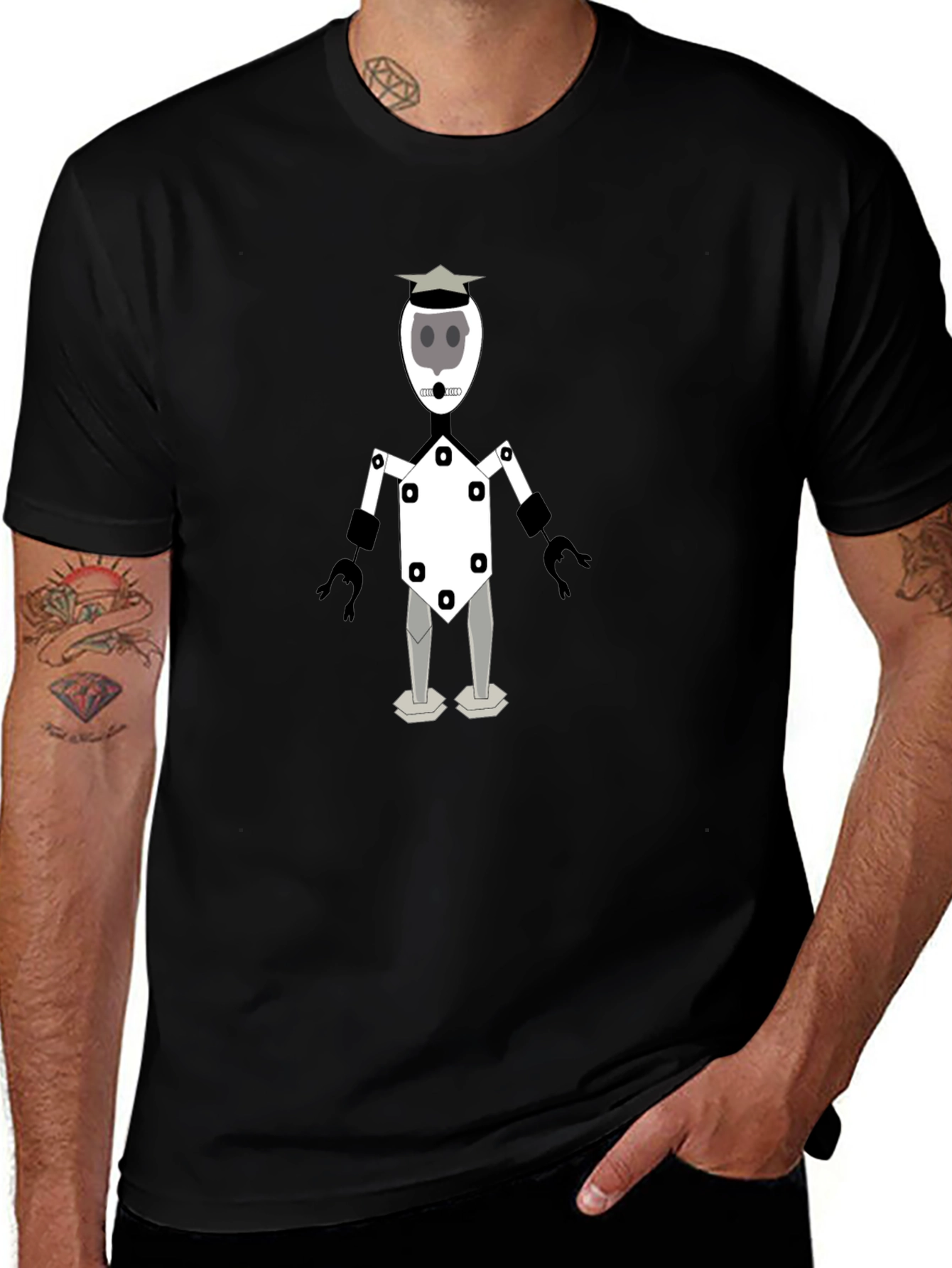 Variant 12 of Robot Graphic T-Shirt - Black Crew Neck Tee