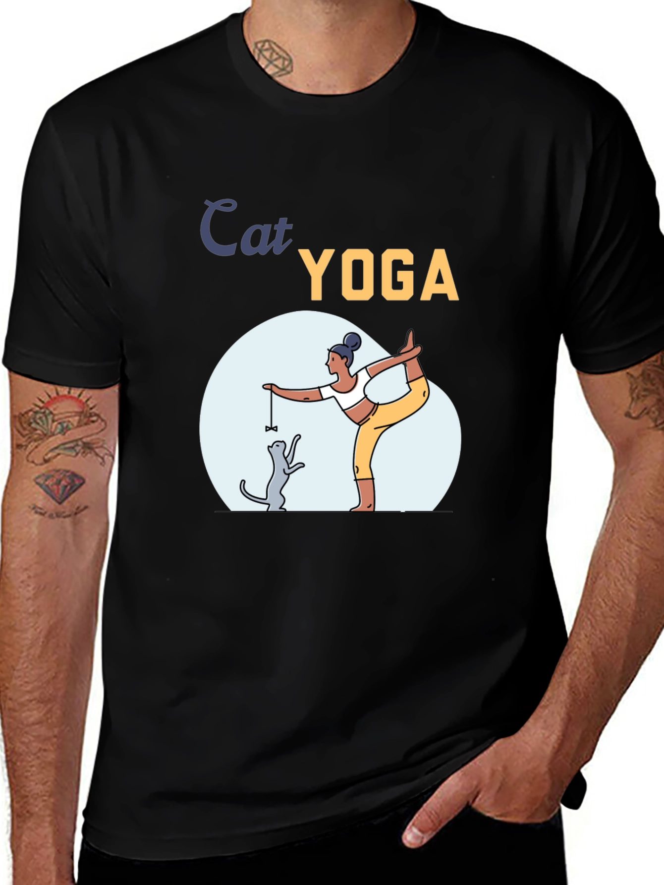 Variant 16 of Cat Yoga Graphic Tee - Funny Workout Shirt