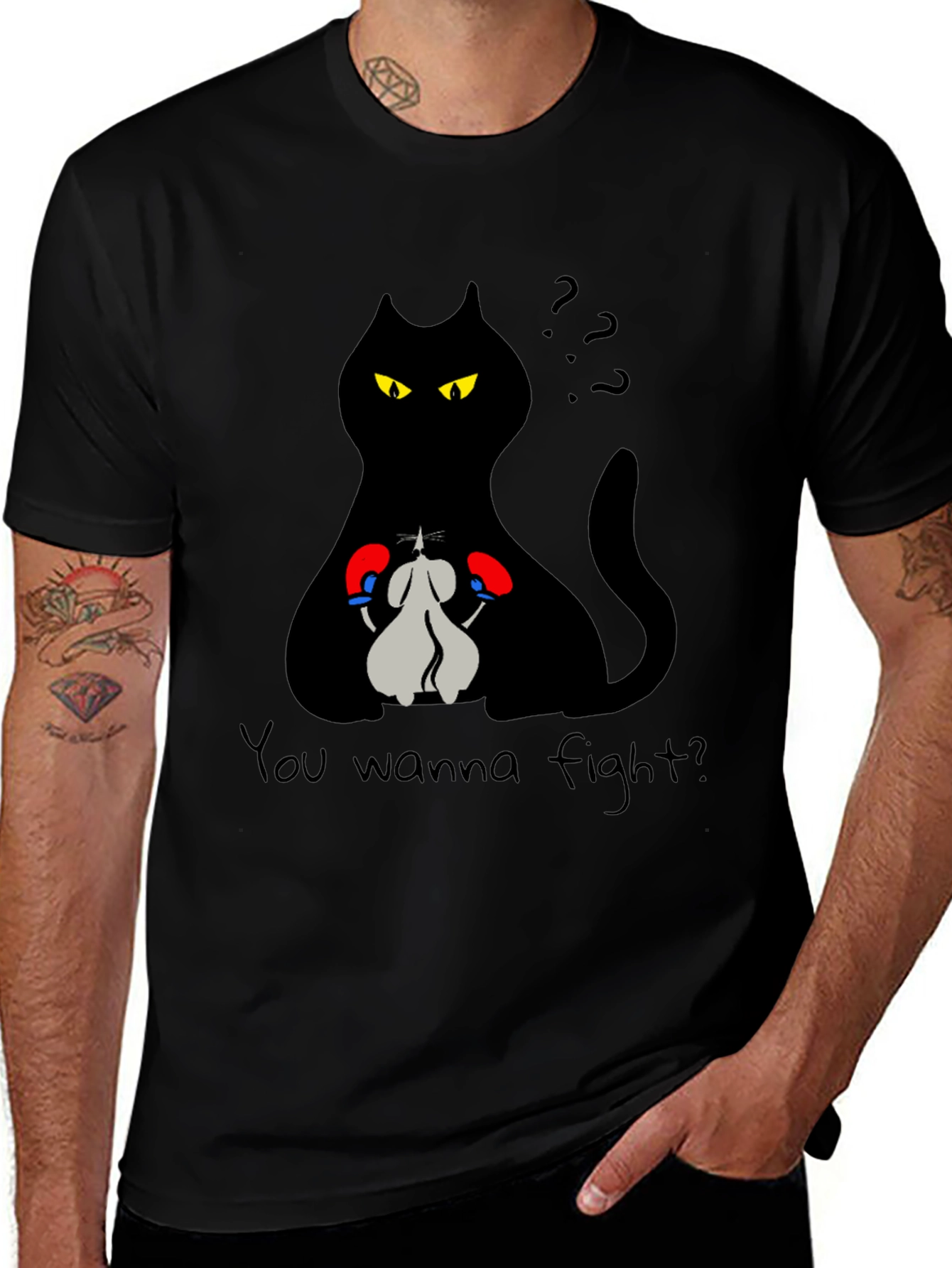 Variant 6 of Funny Cat Boxing Match T-Shirt - You Wanna Fight?