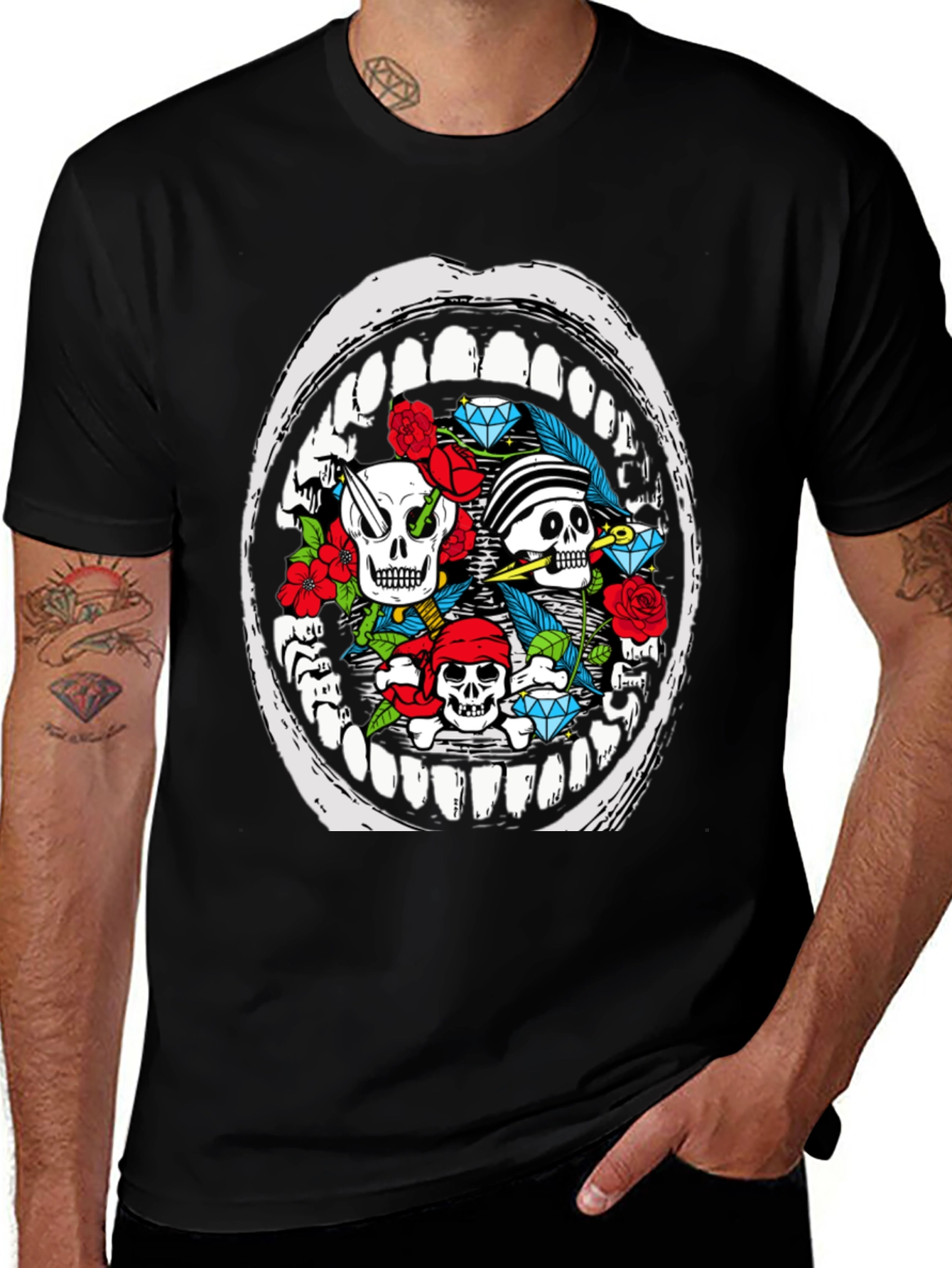 Variant 30 of Skull Mouth Graphic T-Shirt - Unique Design