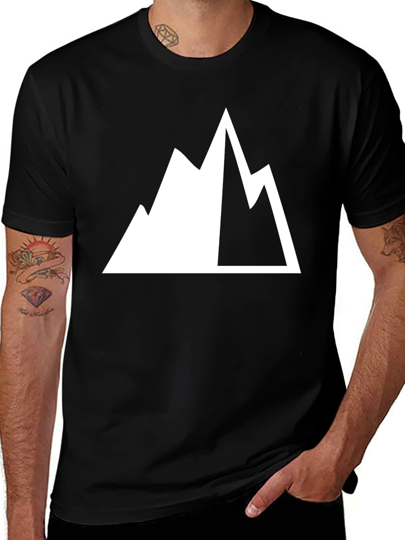 Variant 9 of Mountain Peak Graphic Black T-Shirt
