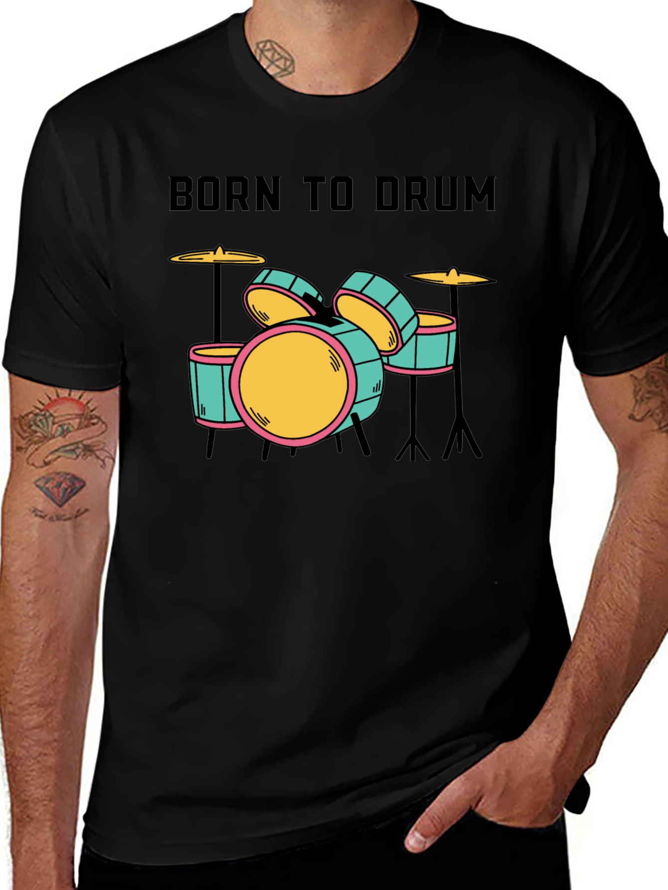 Variant 18 of Born to Drum T-Shirt - Music Lover Tee