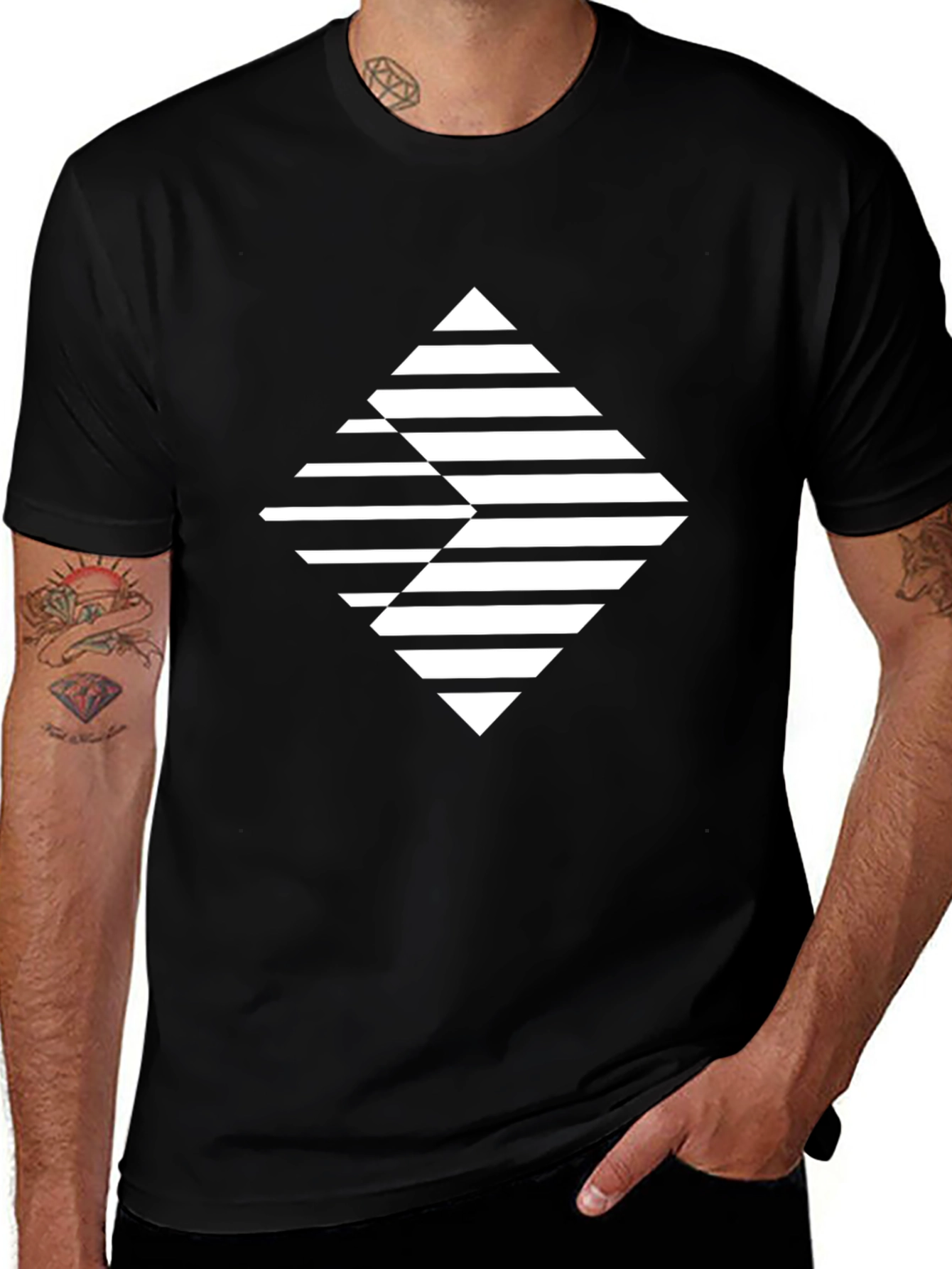 Variant 21 of Modern Geometric Graphic Tee - Black