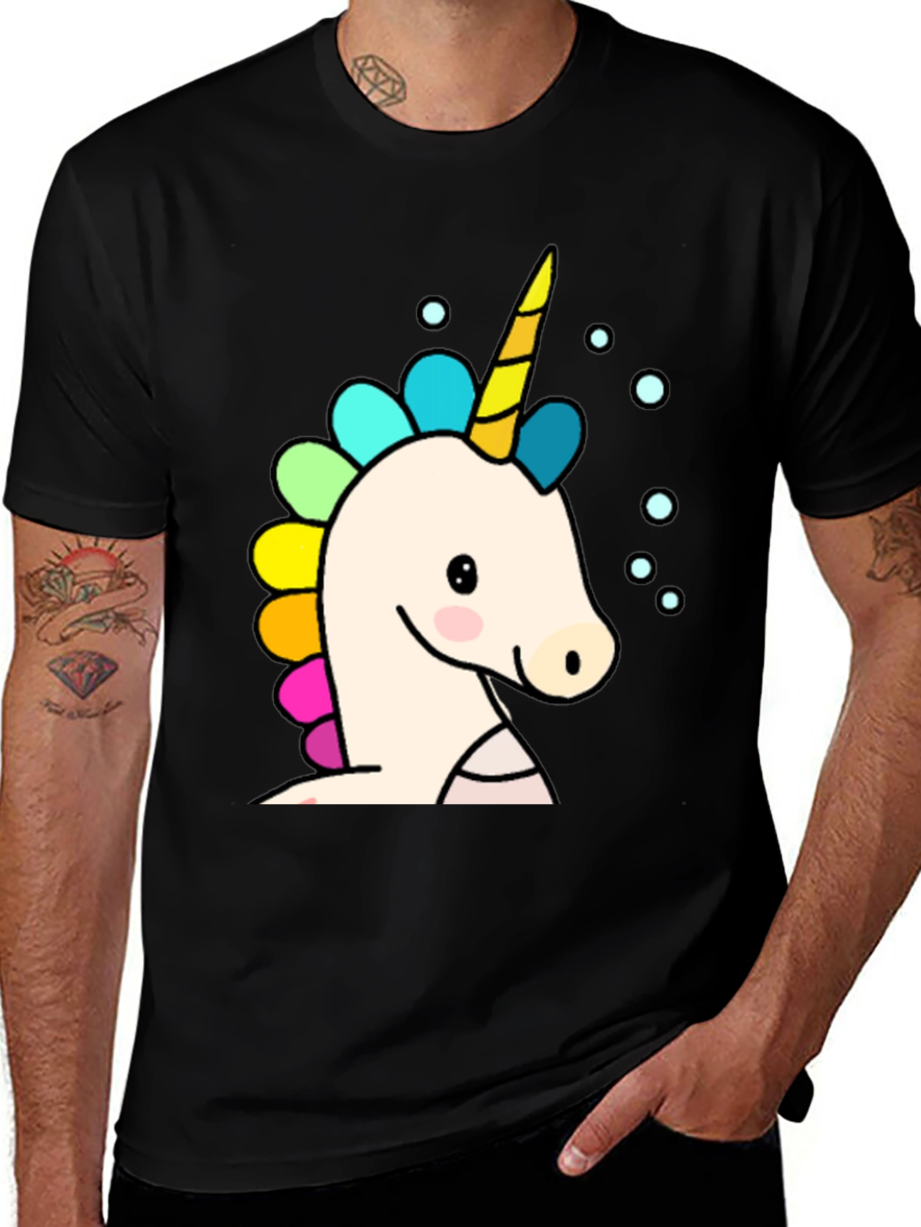 Variant 13 of Unicorn Graphic Tee - Black Cotton T-Shirt